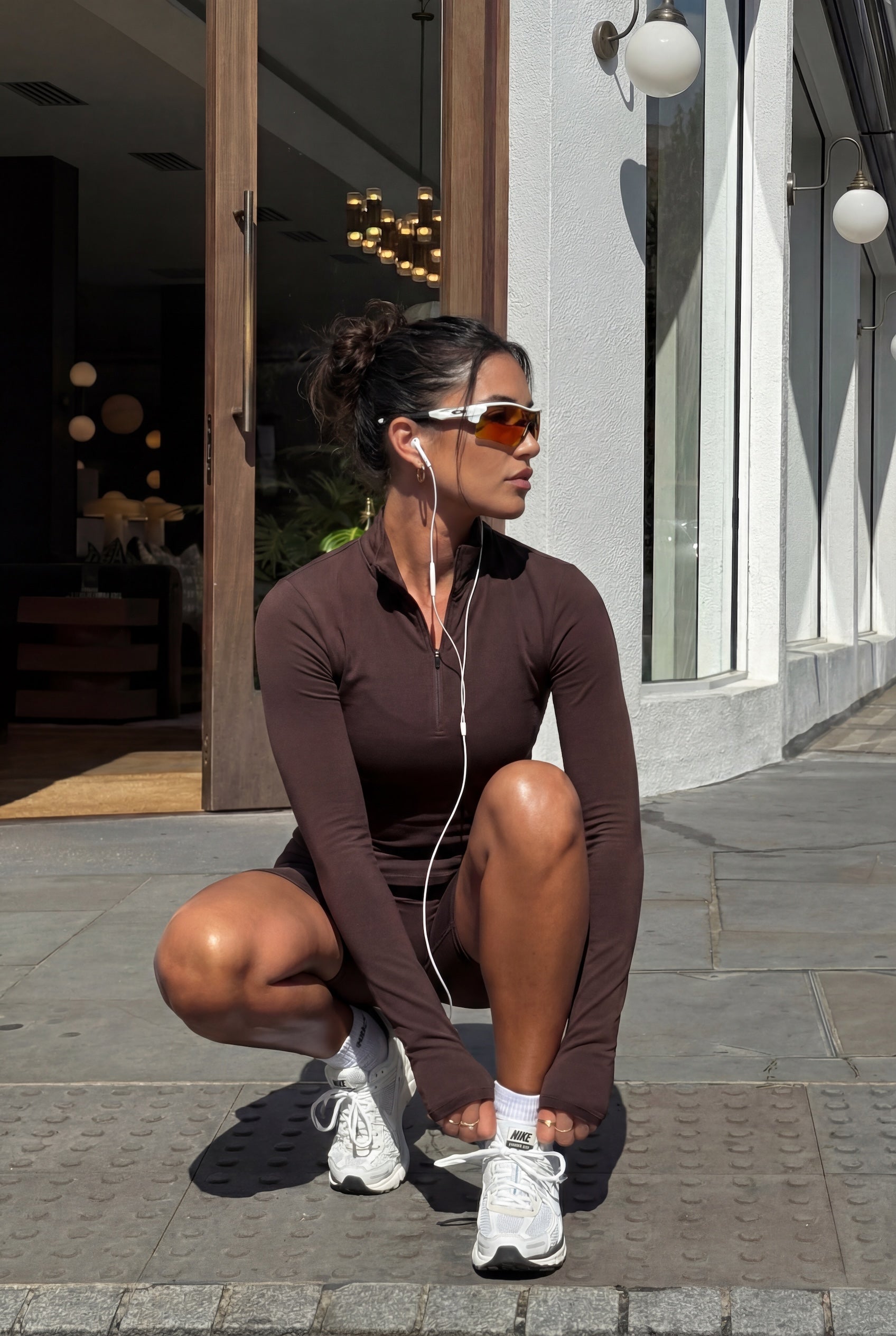 Fitted Zip Top | Brown