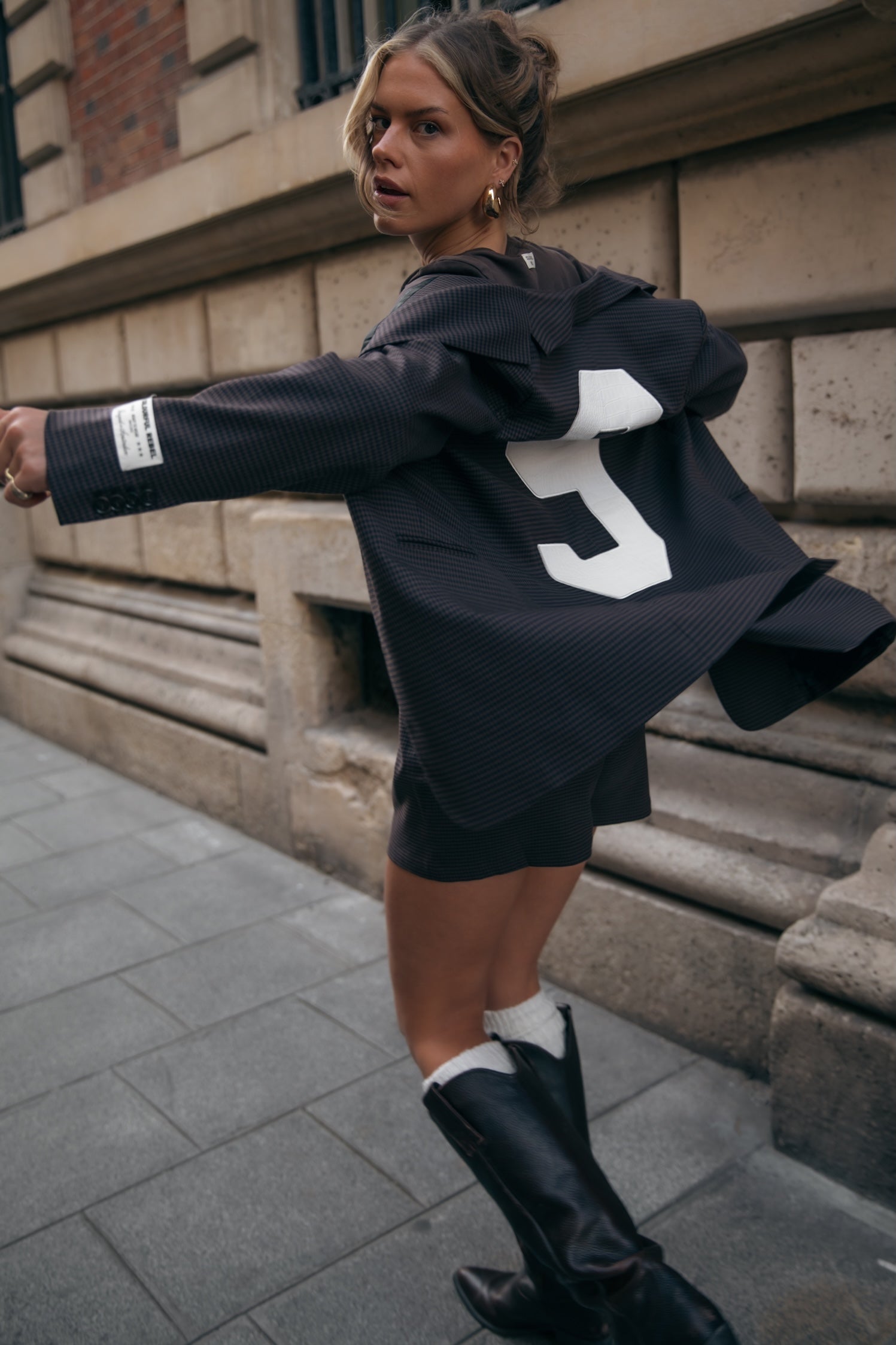 Mimmi Dogtooth Blazer | Brown