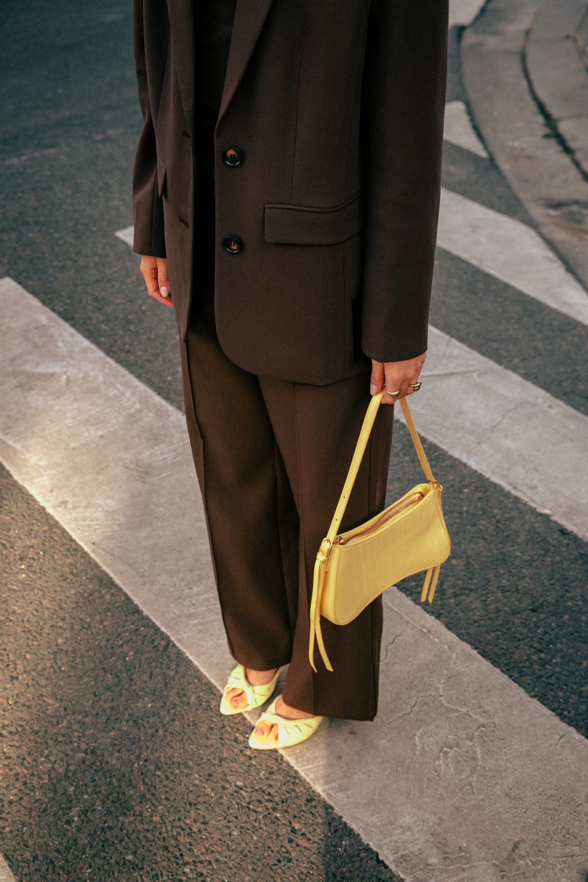 Rus Pinstripe Straight Pants | Brown