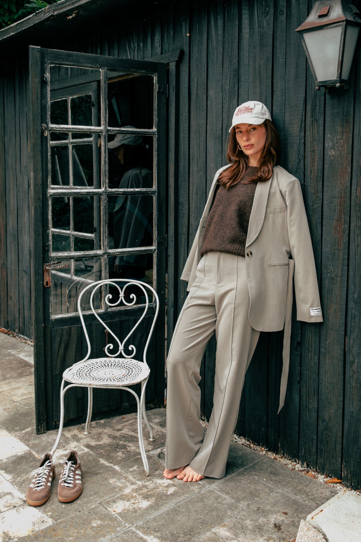 Rus Pinstripe Straight Pants | Beige