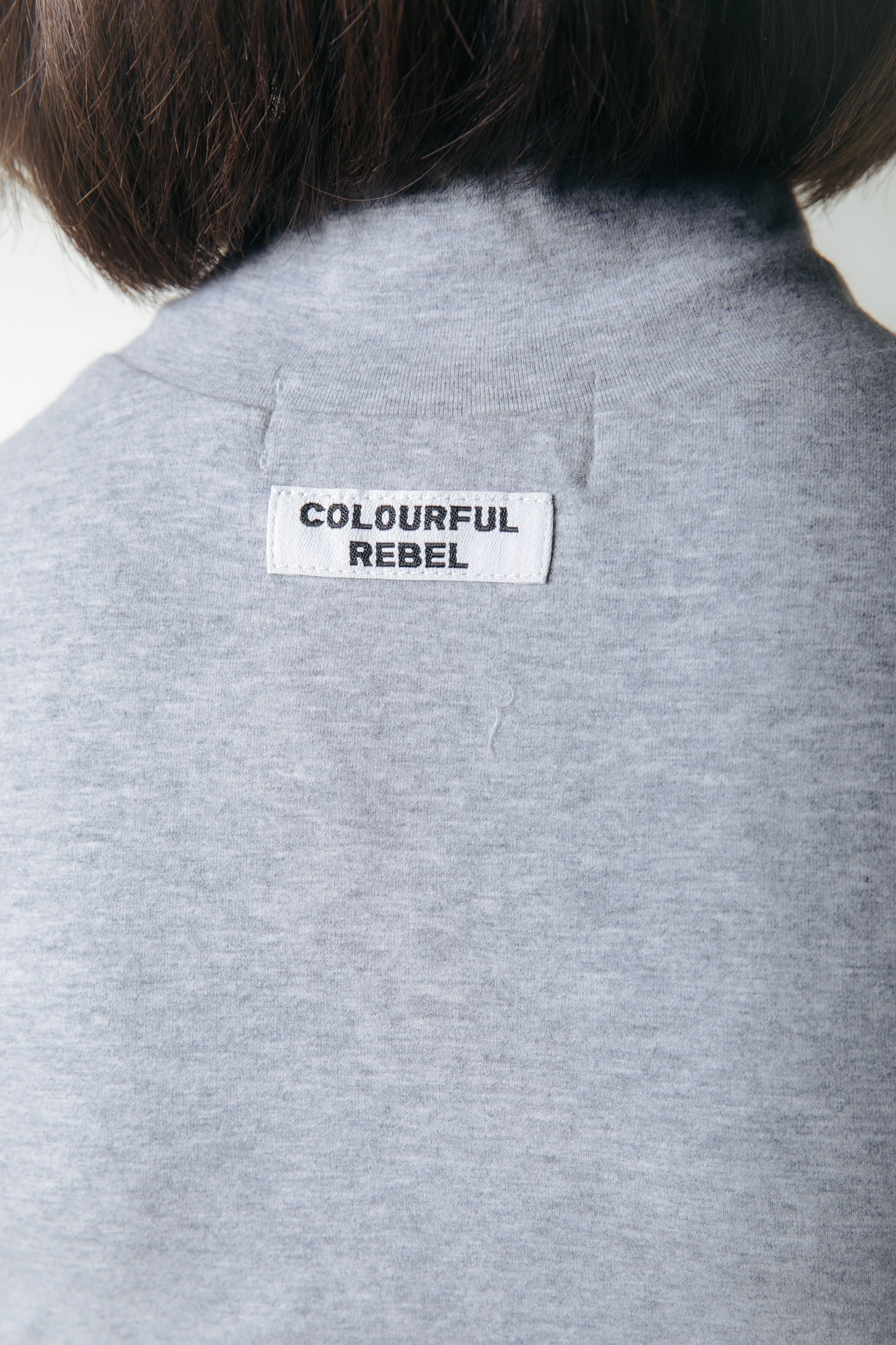 Fitted Turtleneck Top | Medium grey melange