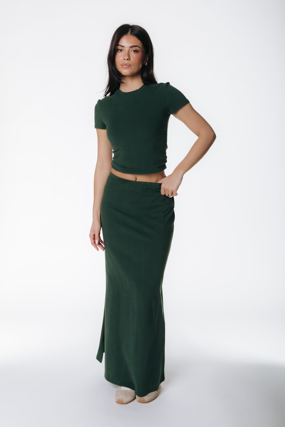 Fitted Maxi Skirt | Dark green