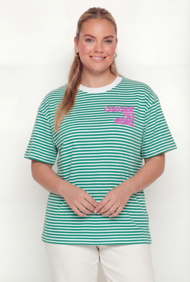 Puff Logo Stripe T-shirt | Off white
