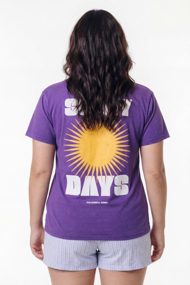 Sunny Days Acid Wash Loosefit T-Shirt - Curve | Purple