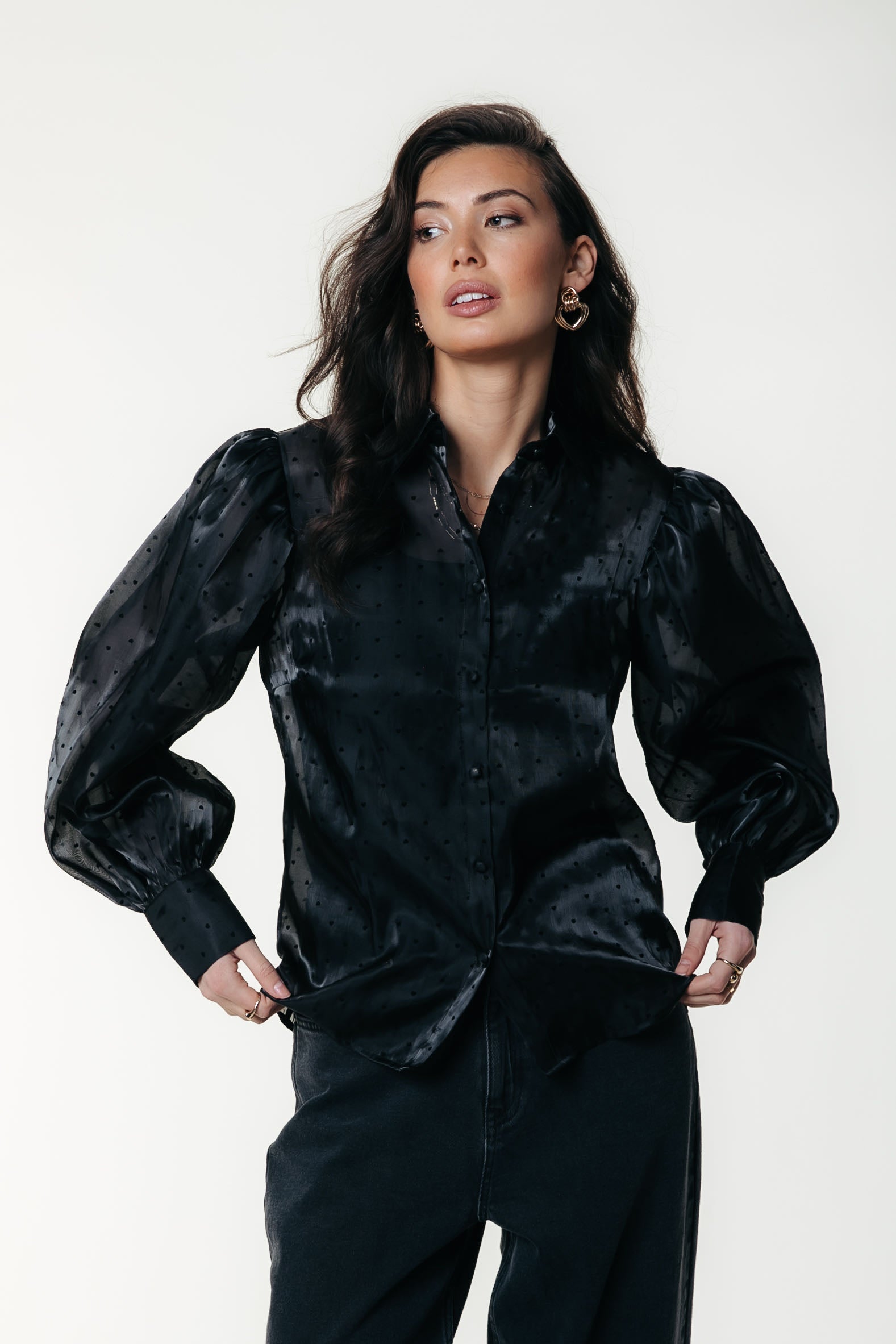 Celine Heart Blouse | Black