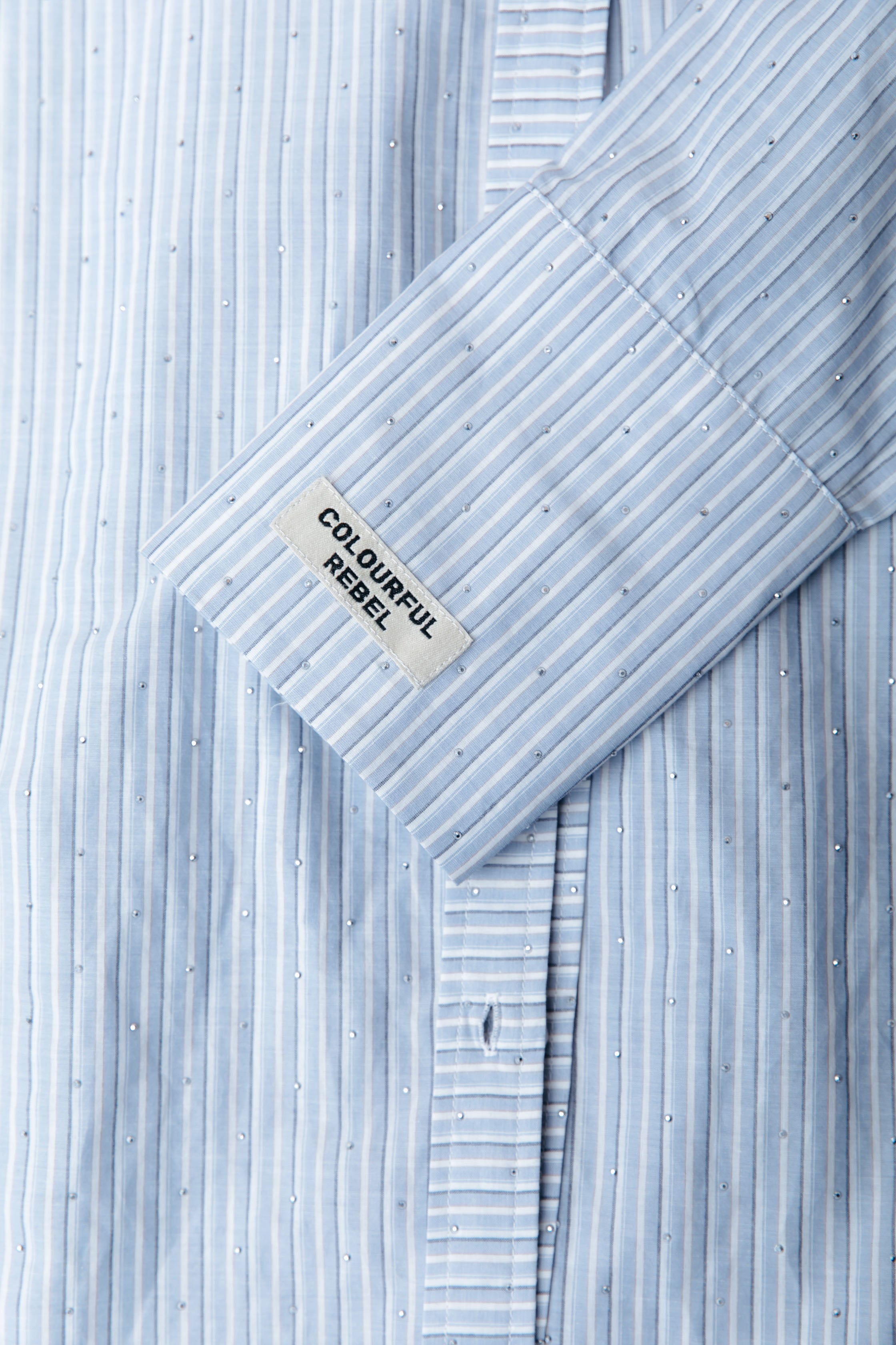 Talia Rhinestone Stripe Blouse | Light Blue