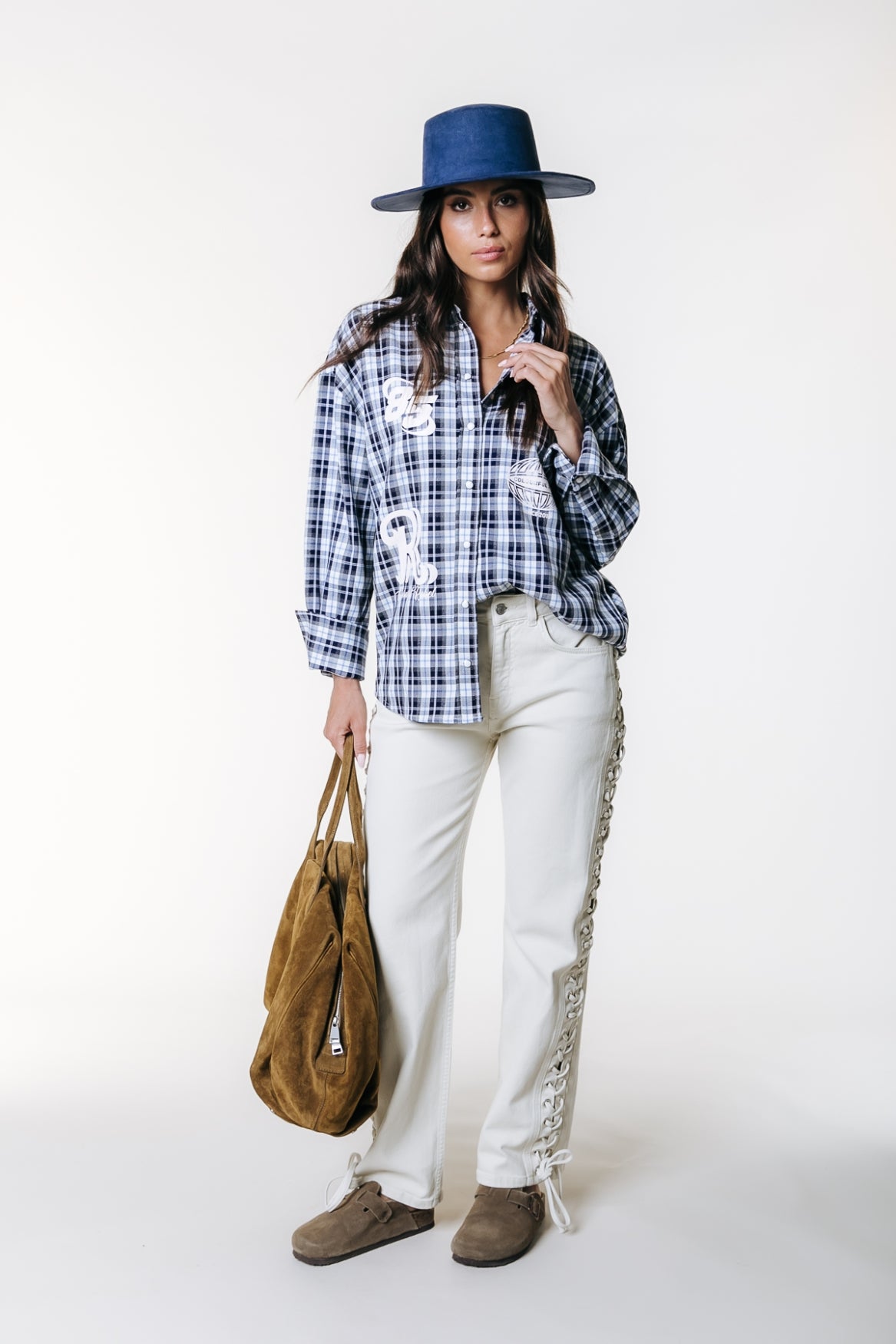 Talia Check Logo Blouse | Multicolor