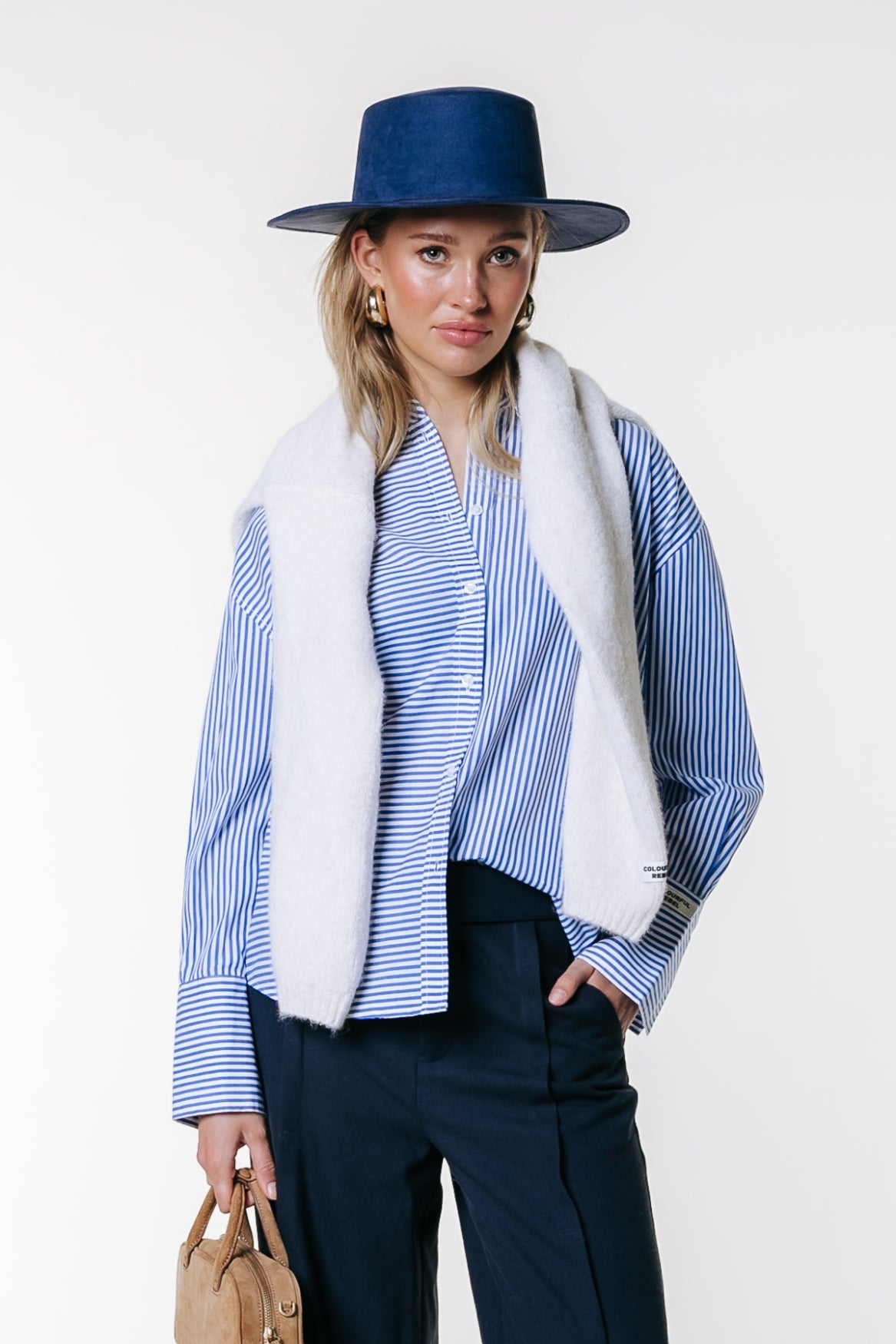 Talia Striped Blouse | White/ Blue