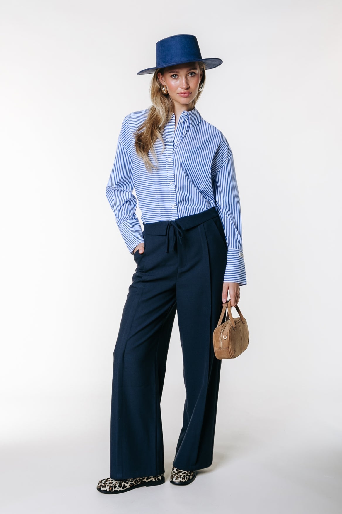 Talia Striped Blouse | White/ Blue