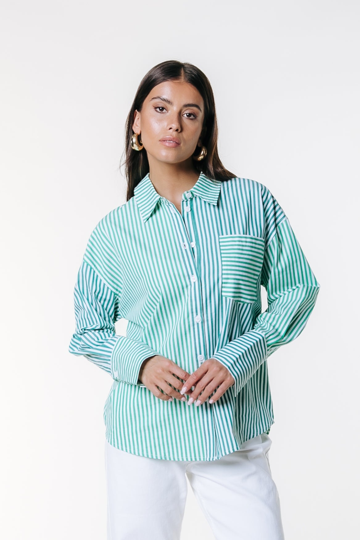 Talia-Streifenbluse | Grün