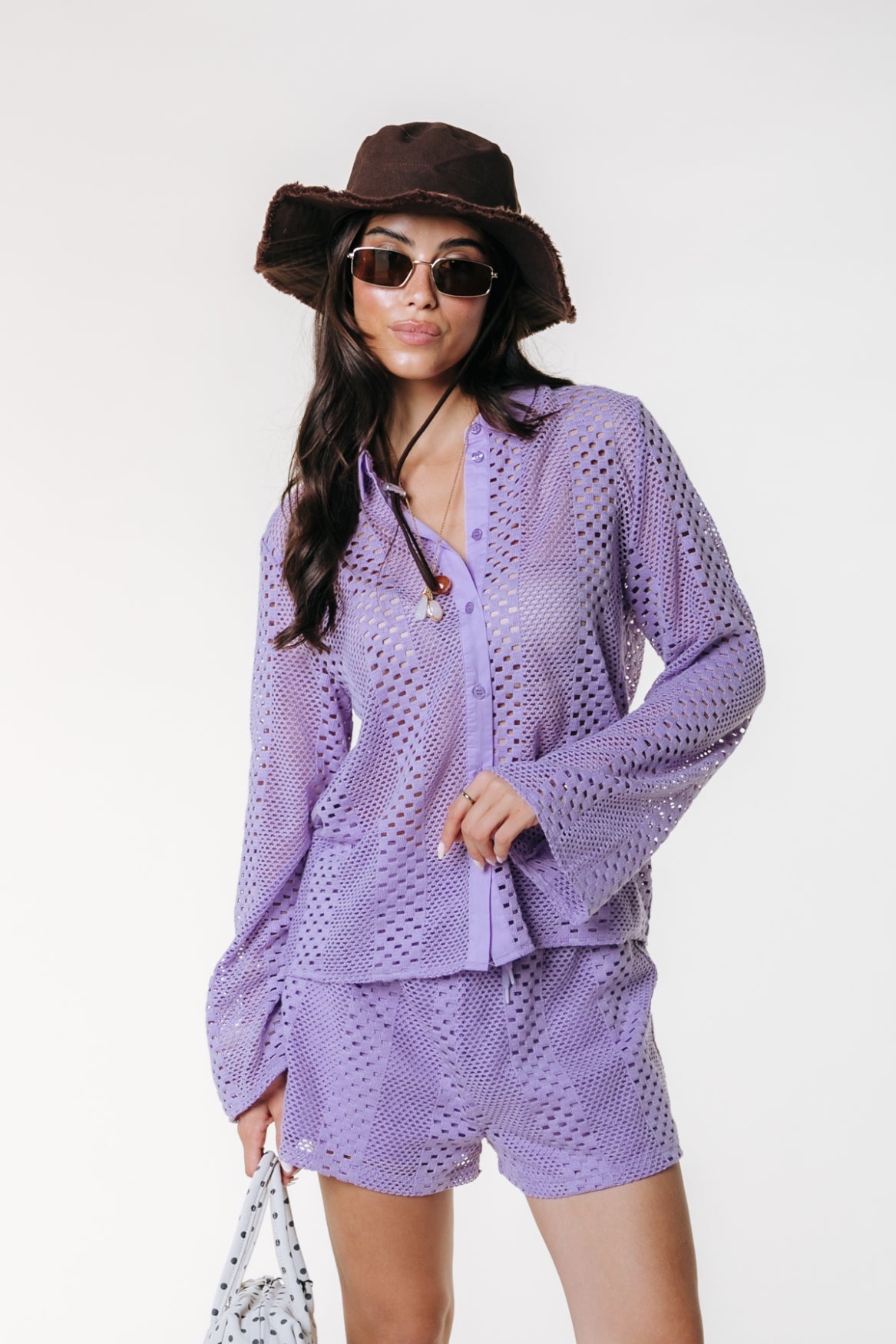 Lexi Crochet Blouse | Light Lavender