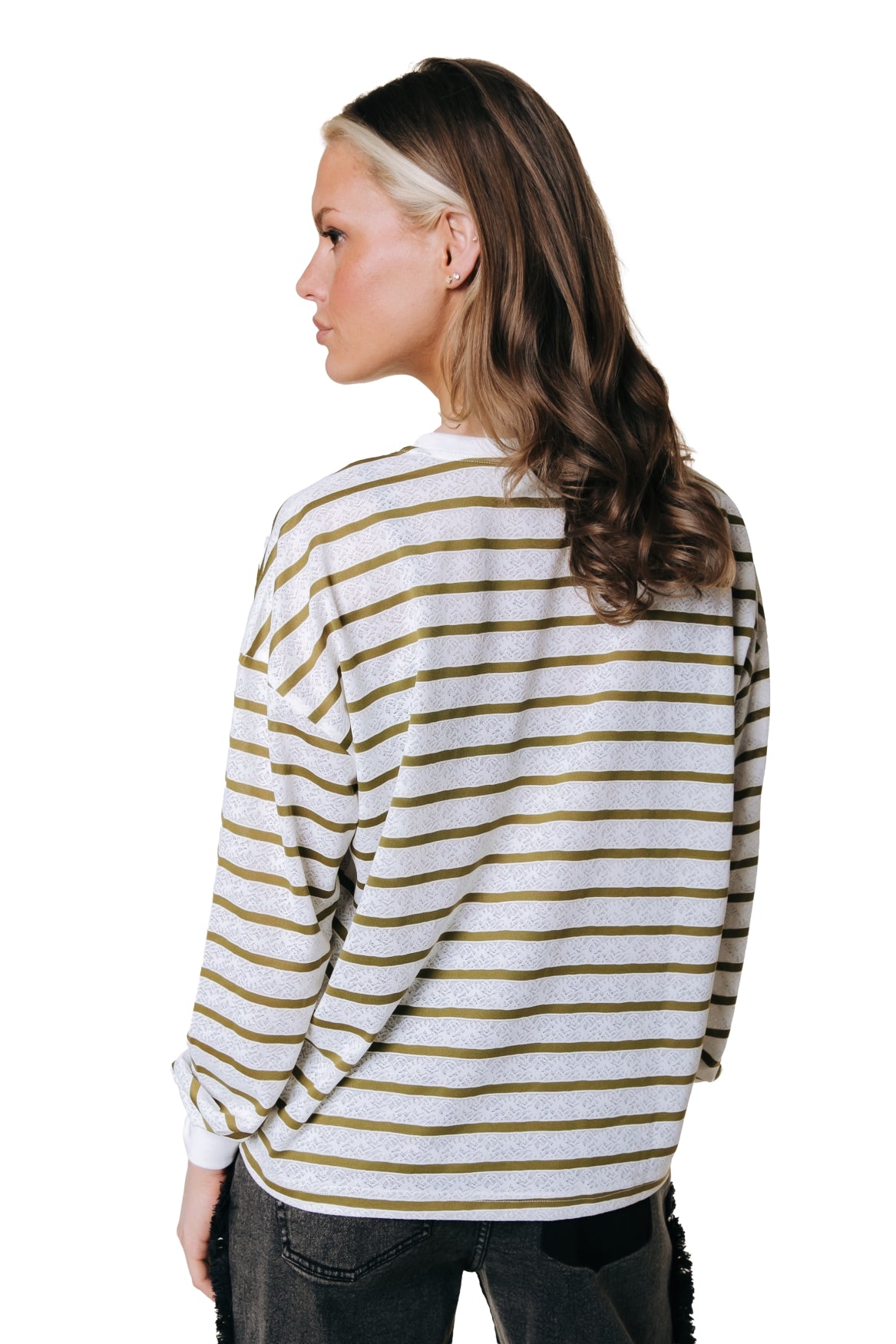 Striped Lace Longsleeve | Green / White