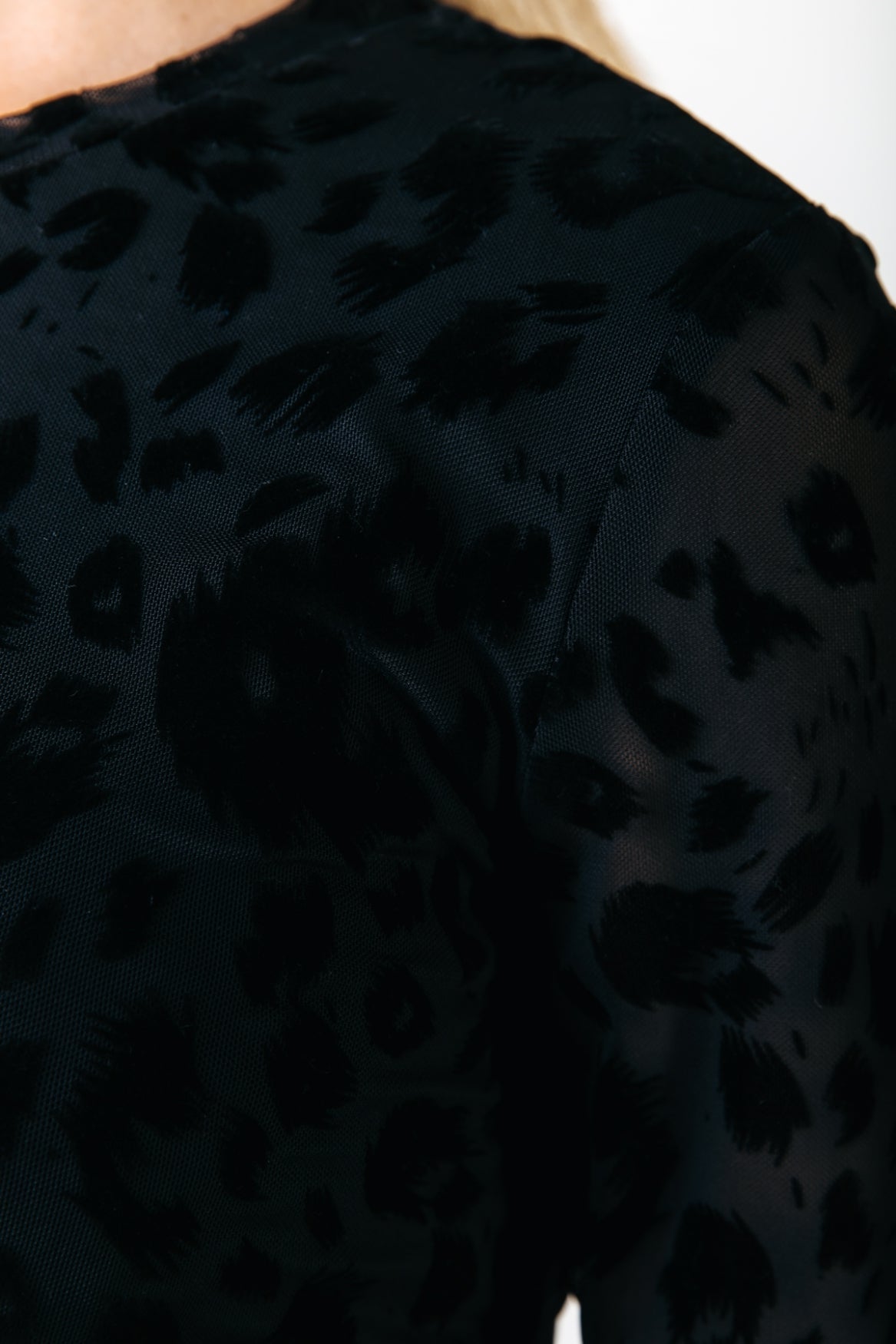 Maude Leopard Mesh Dress | Black