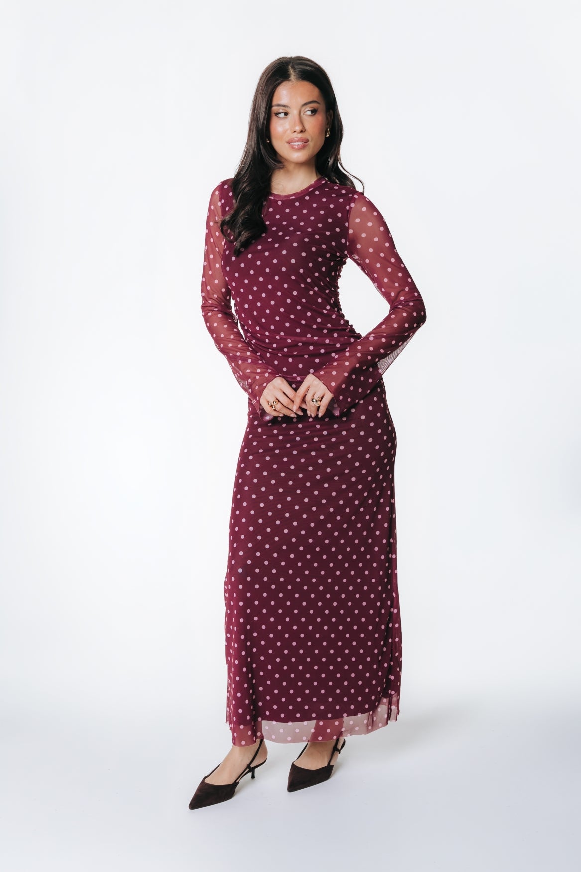 Maude Dots Mesh Maxi Dress | Ed