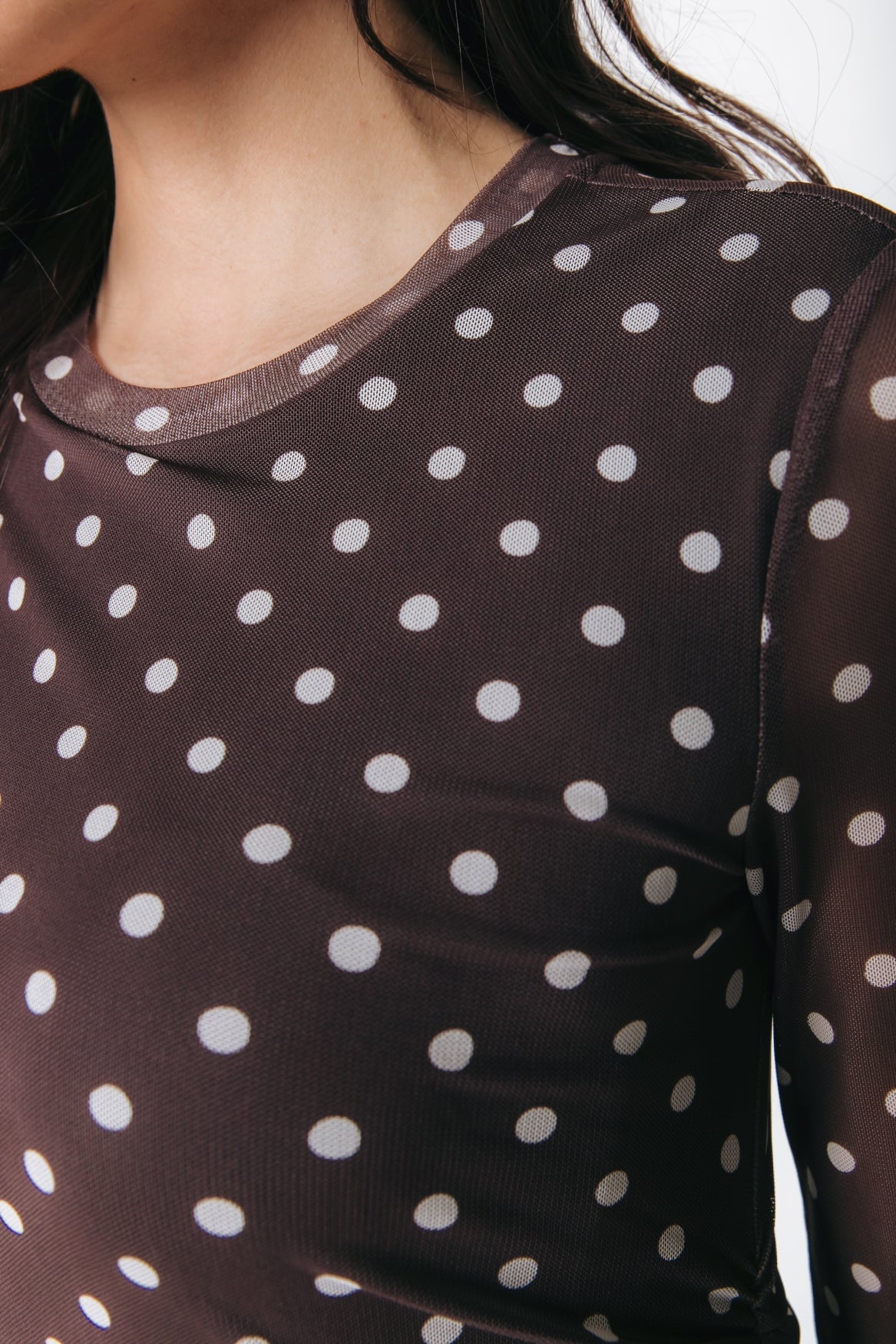 Maude Dots Mesh Maxi Dress | Brown