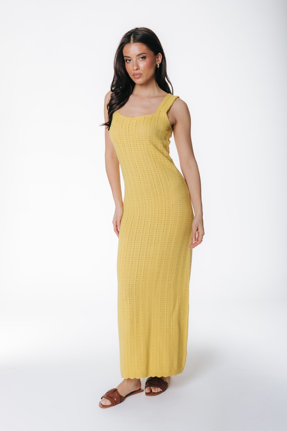 Nola Knitted Midi Dress | Warm yellow