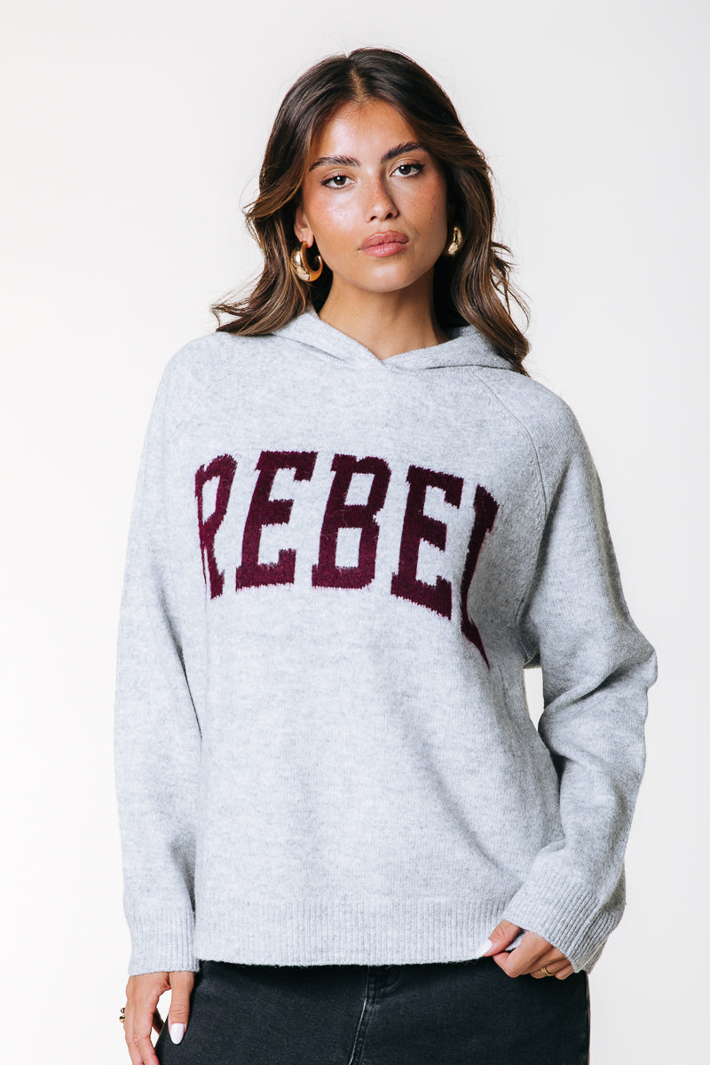 Rebel Knit Hoodie | Light grey melange