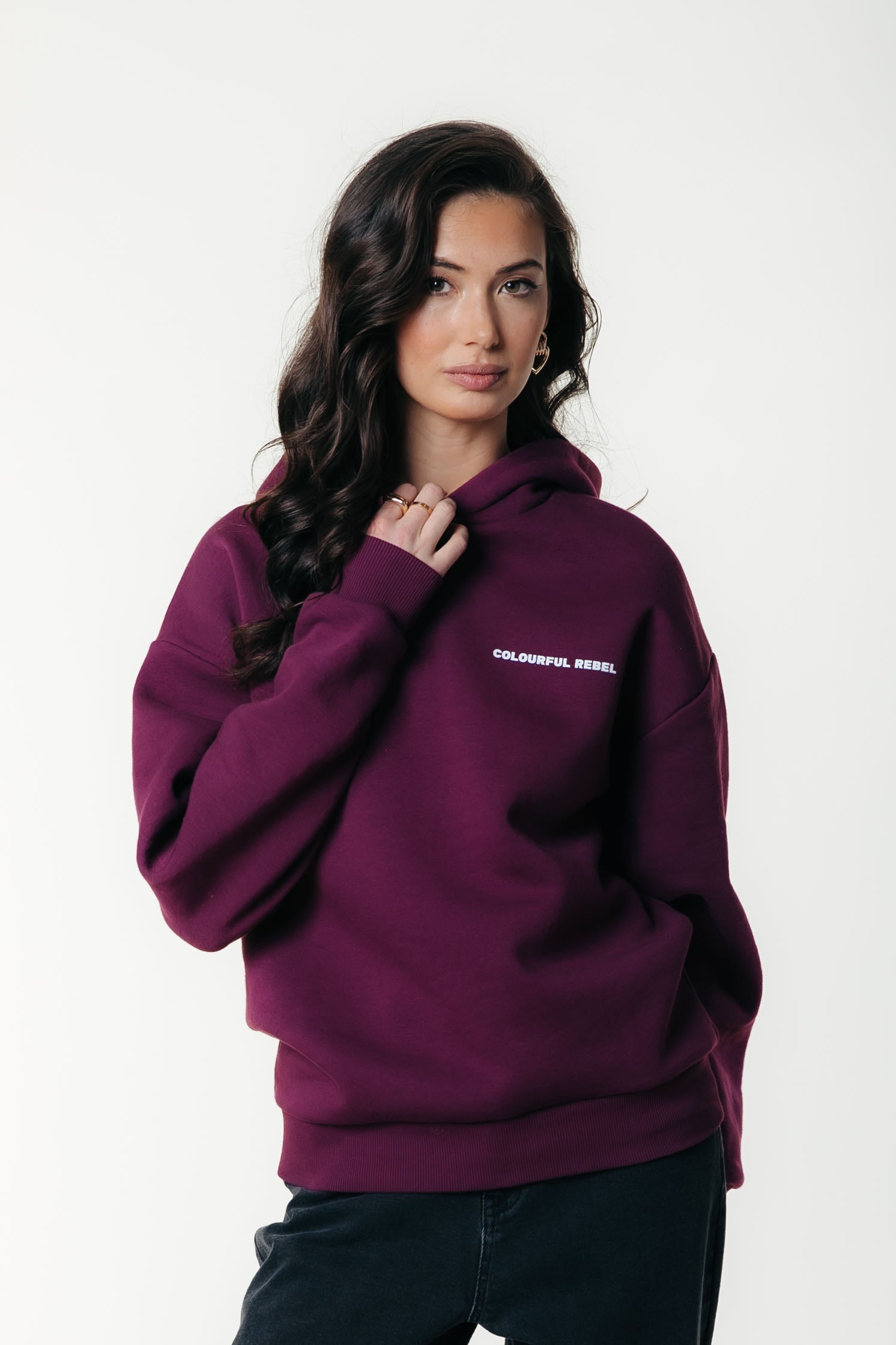 Flower Square Hoodie | Merlot Red