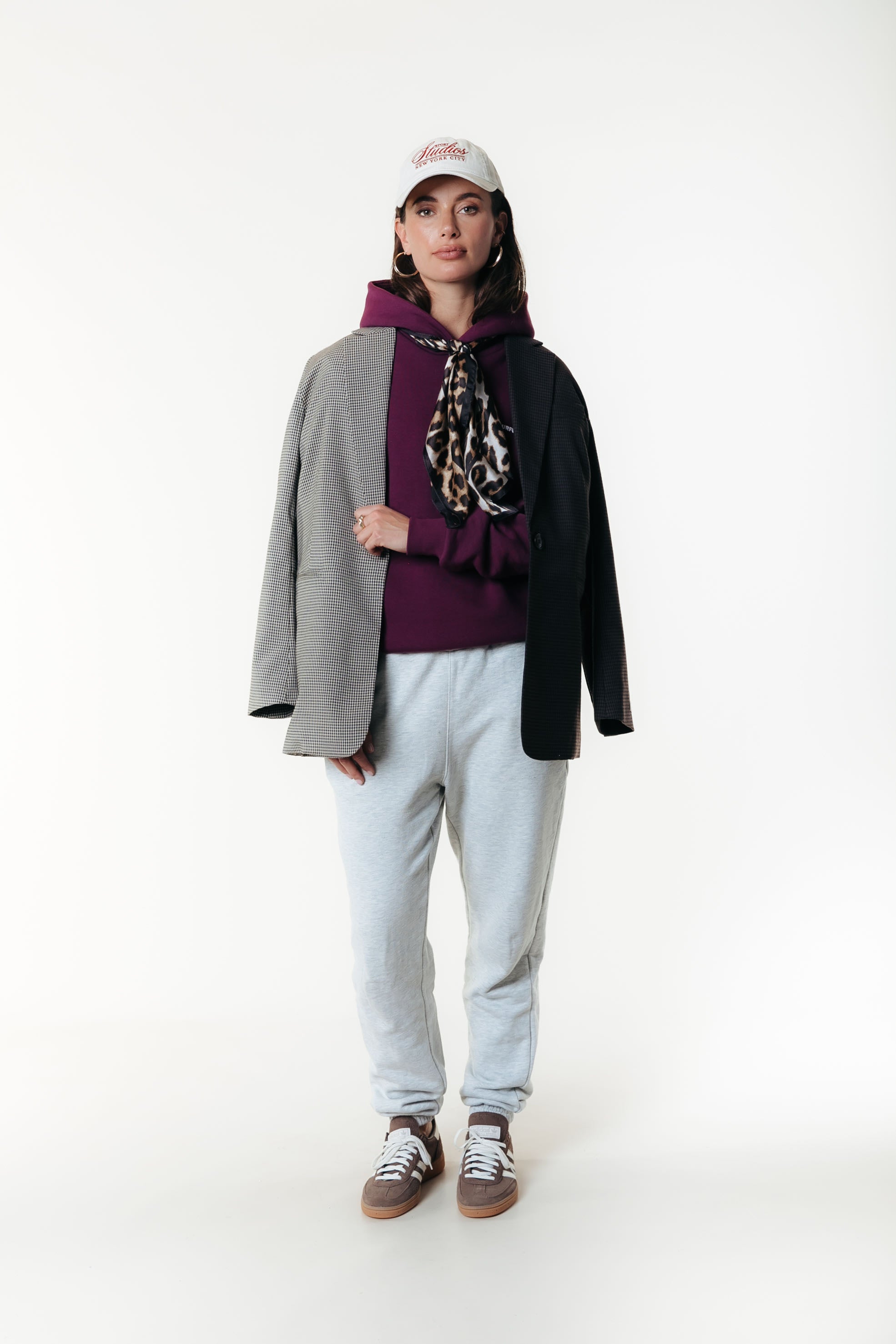 Flower Square Hoodie | Merlot Red