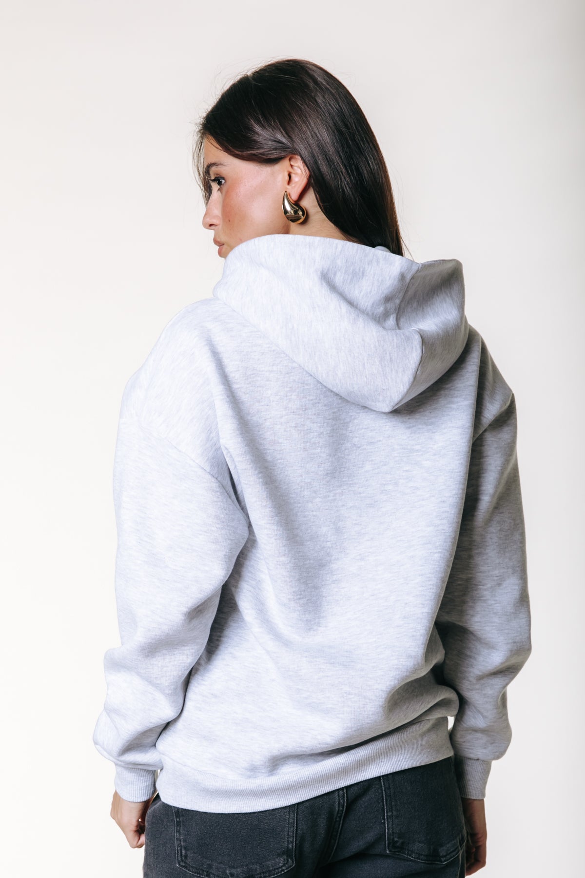 Label Hoodie | Light grey melange