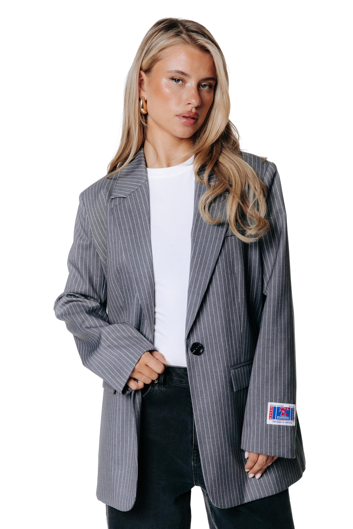 Jesra Stripe Blazer | Dark grey