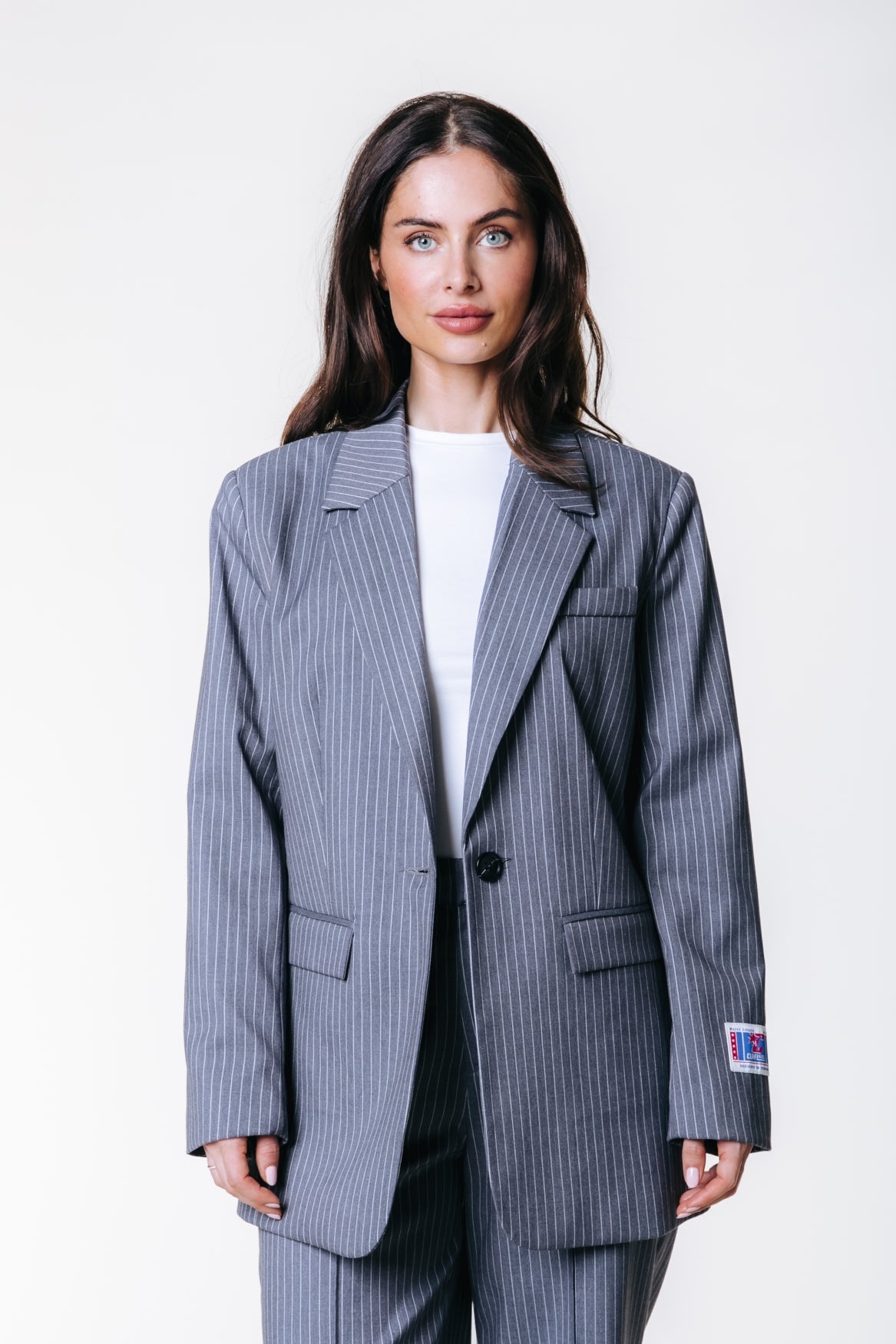 Jesra Stripe Blazer | Dark grey