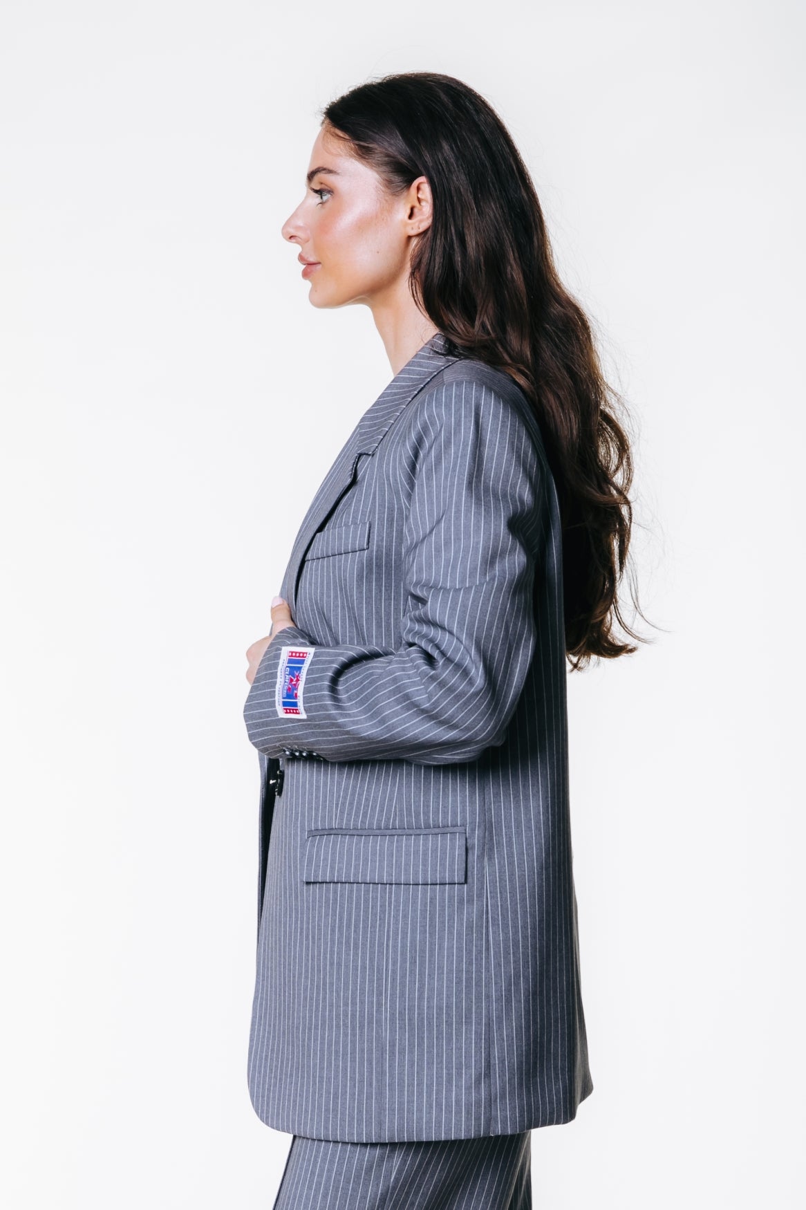 Jesra Stripe Blazer | Dark grey