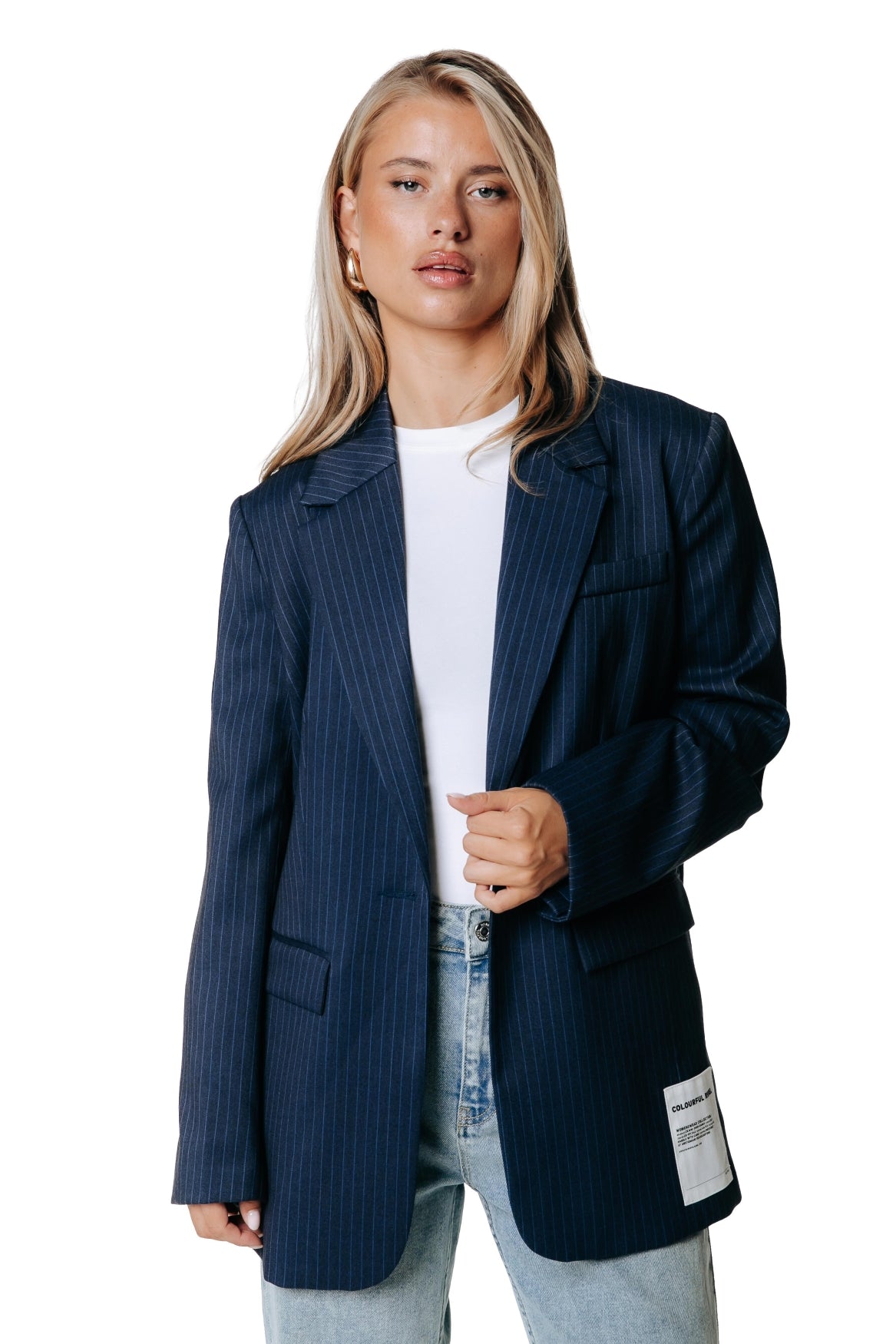 Jesra Stripe Blazer | Dark blue