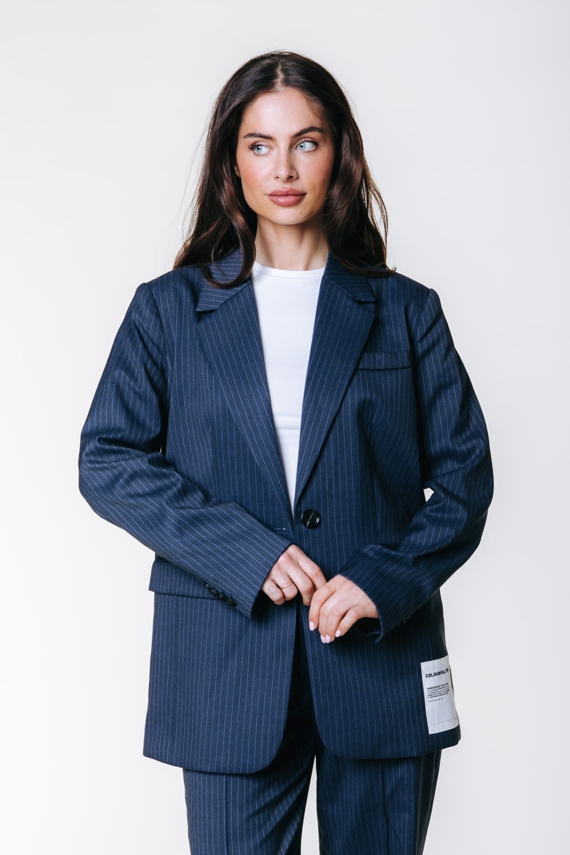 Jesra Stripe Blazer | Dark blue