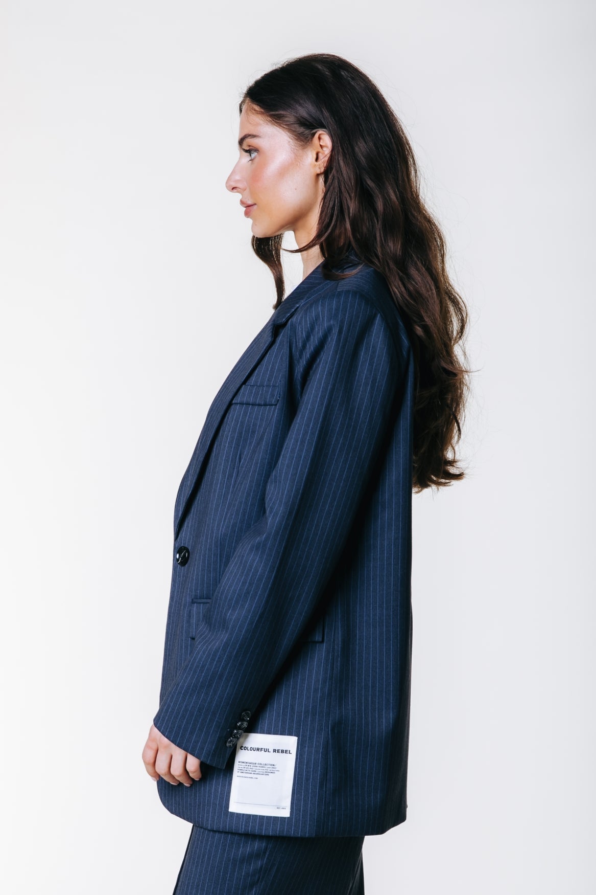 Jesra Stripe Blazer | Dark blue