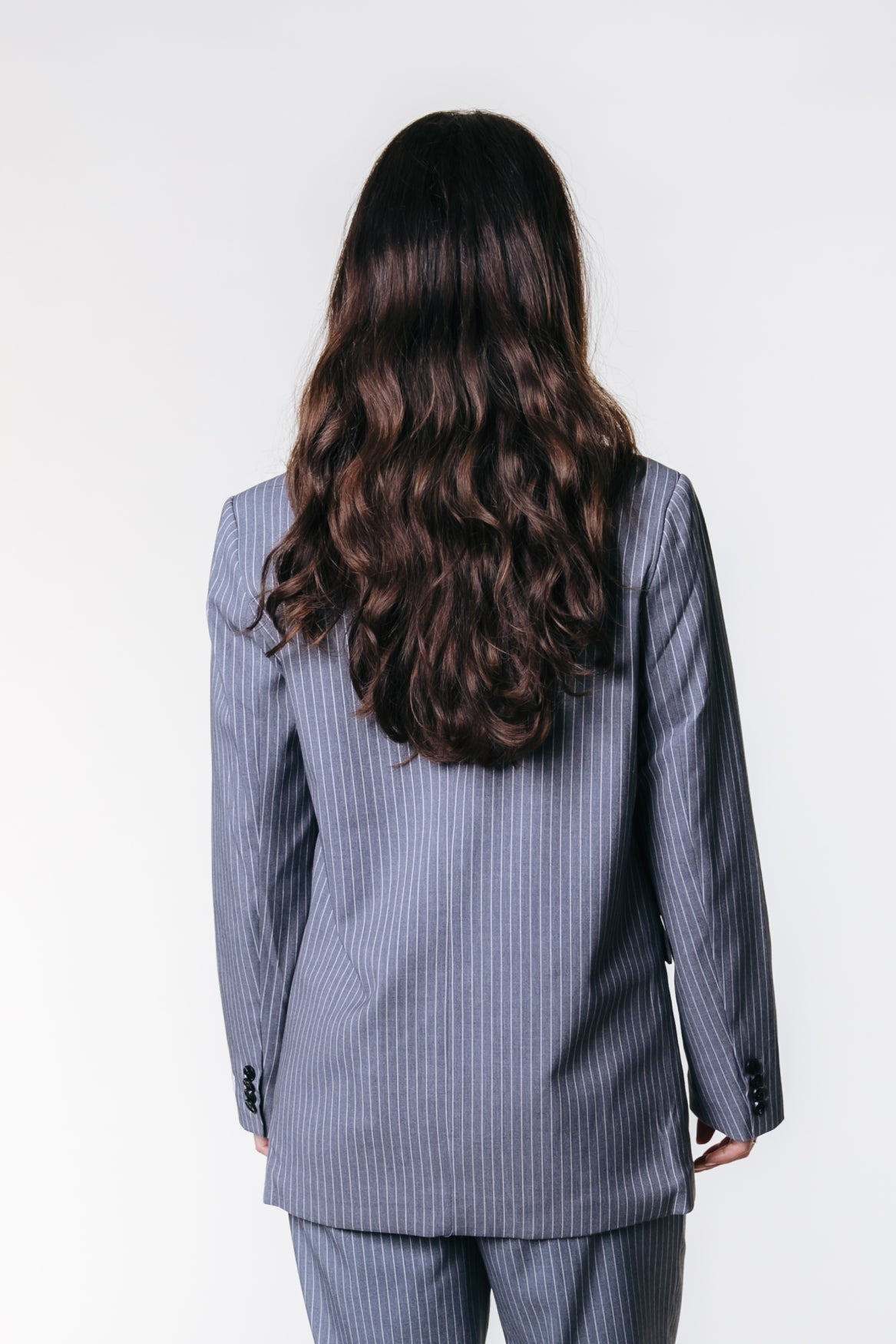 Gemma Pinstripe Blazer | Dark grey