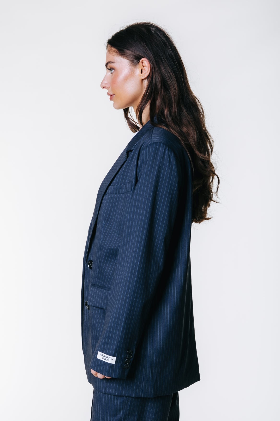 Gemma Pinstripe Blazer | Dark blue