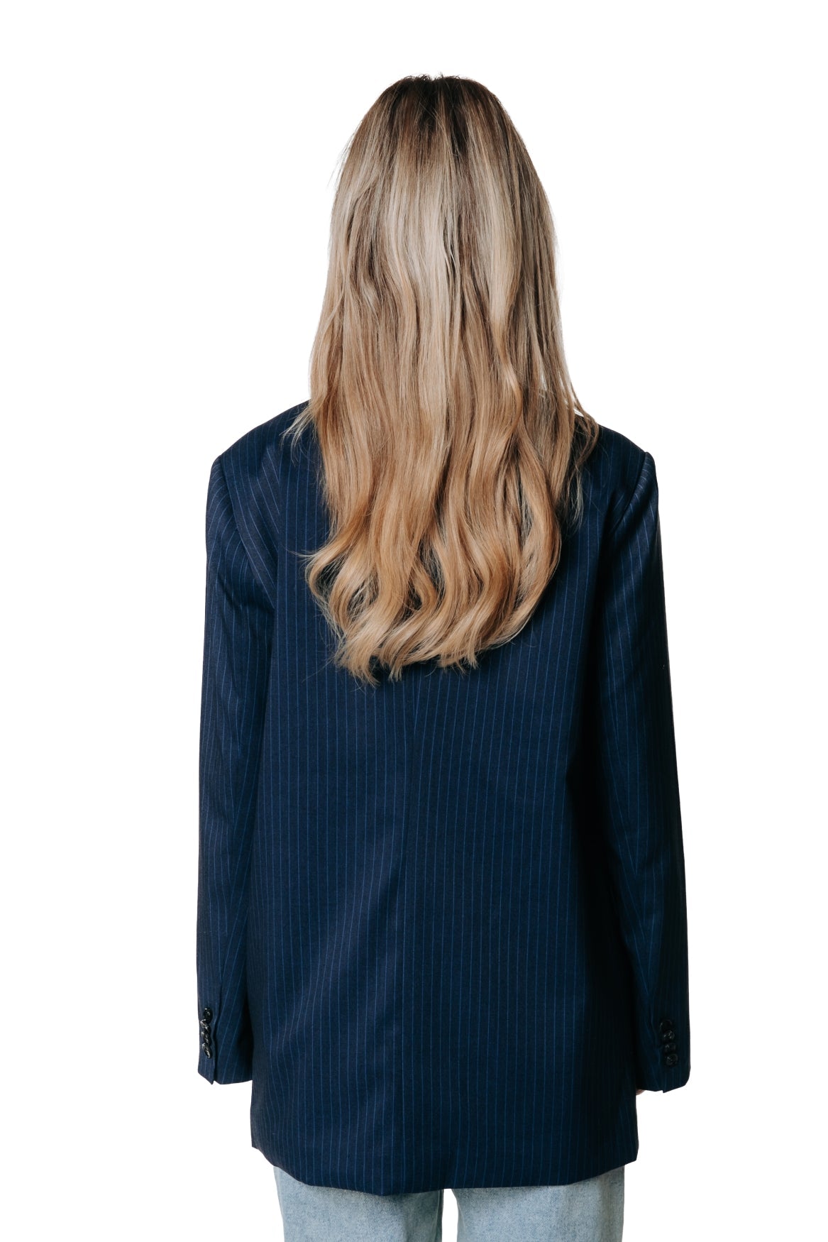 Gemma Pinstripe Blazer | Dark blue