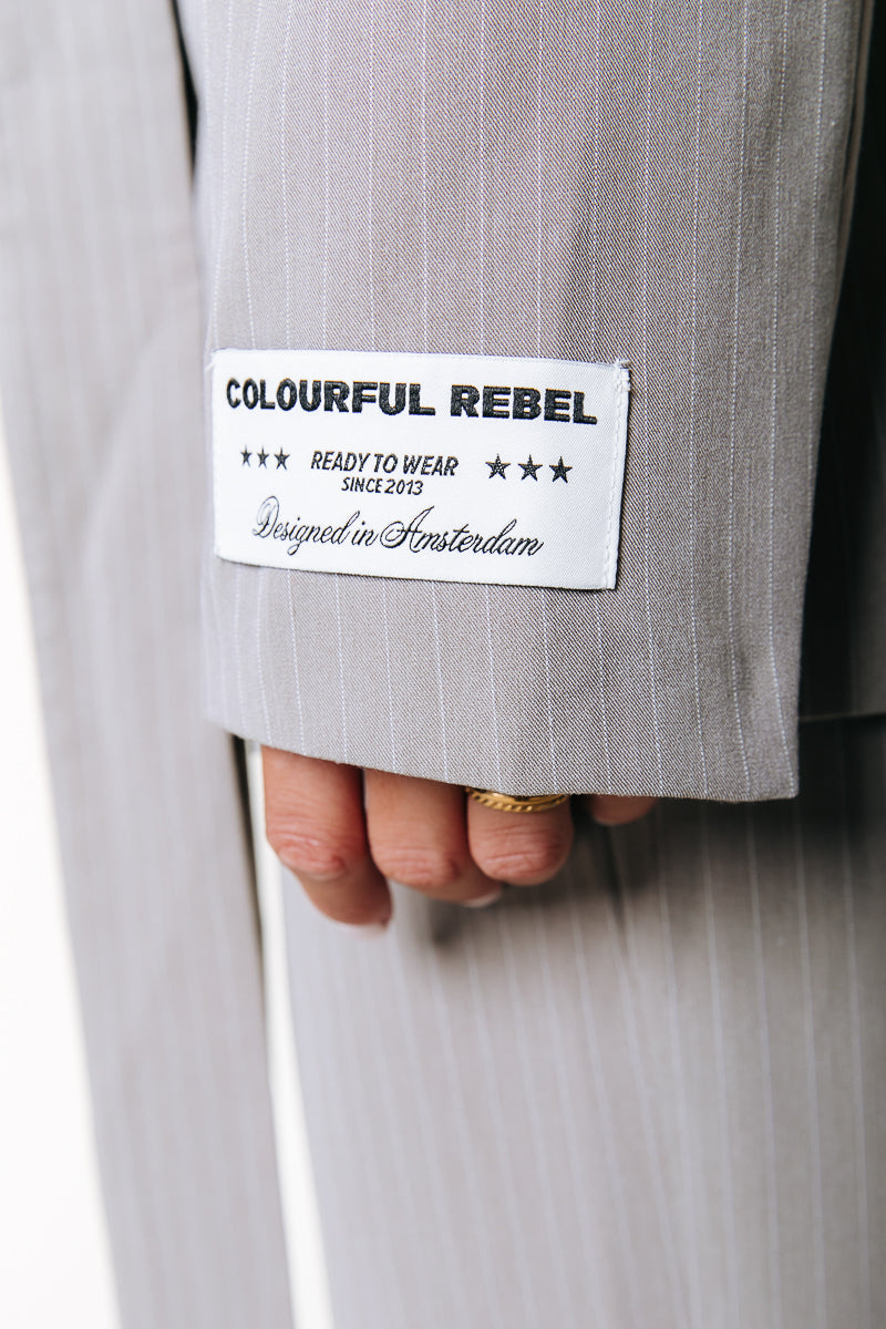 Izzy Belted Pinstripe Blazer | Beige