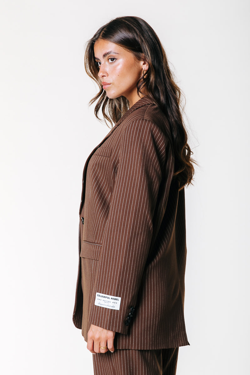 Jesra Stripe Blazer | Brown