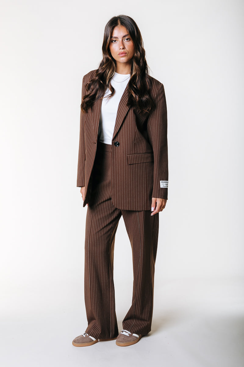 Jesra Stripe Blazer | Brown