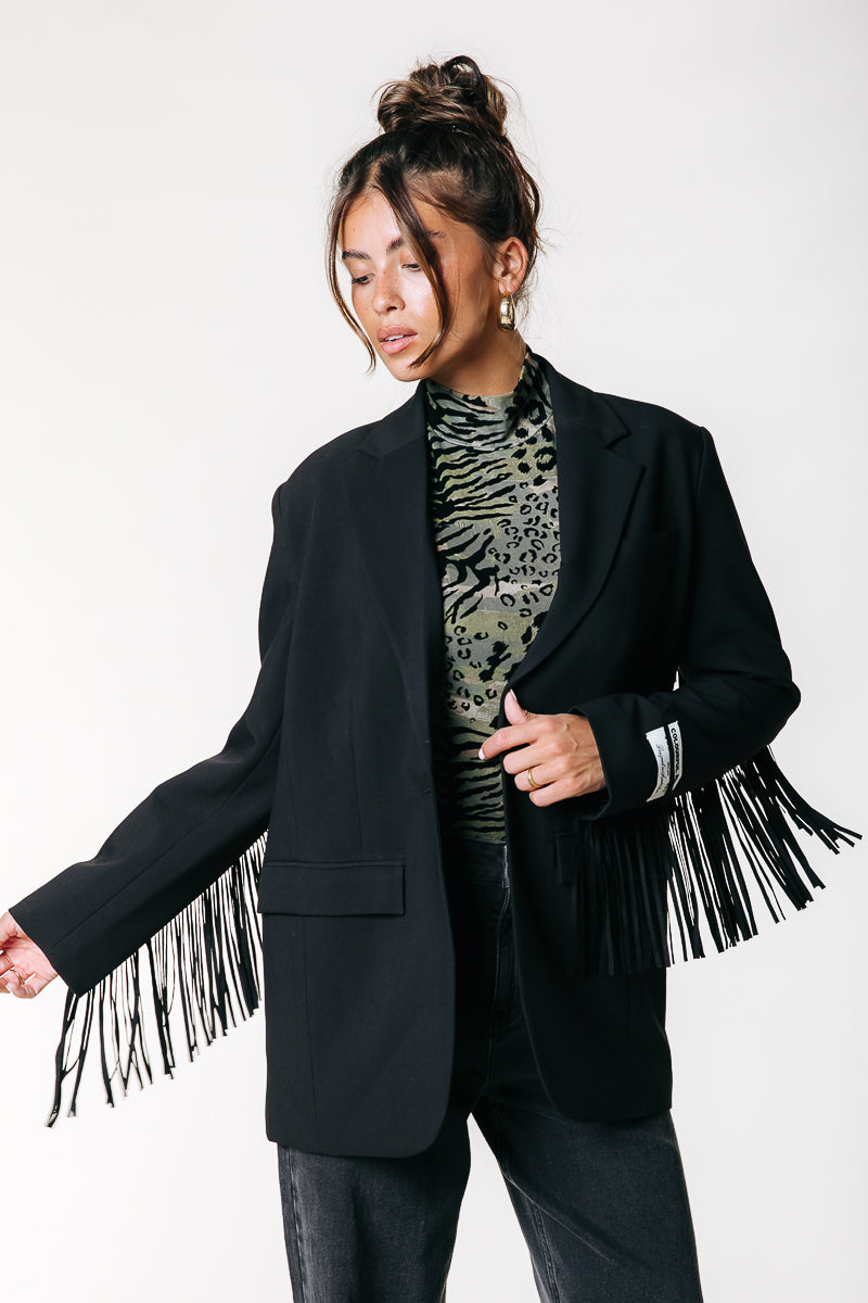 Jesra Fringe Blazer | Black