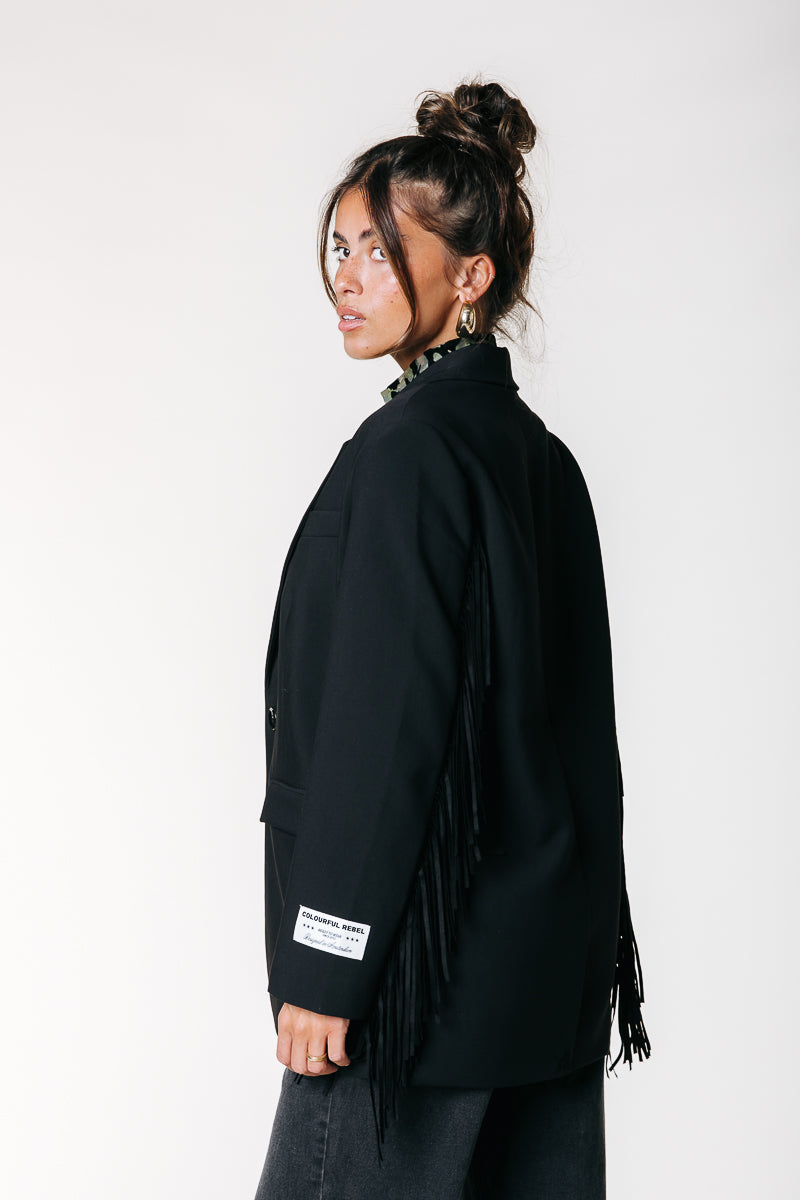Jesra Fringe Blazer | Black