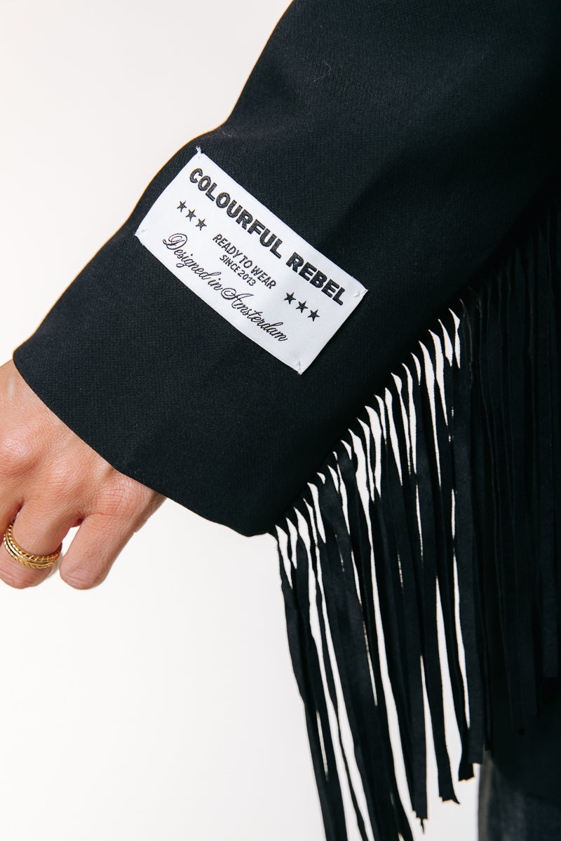 Jesra Fringe Blazer | Black