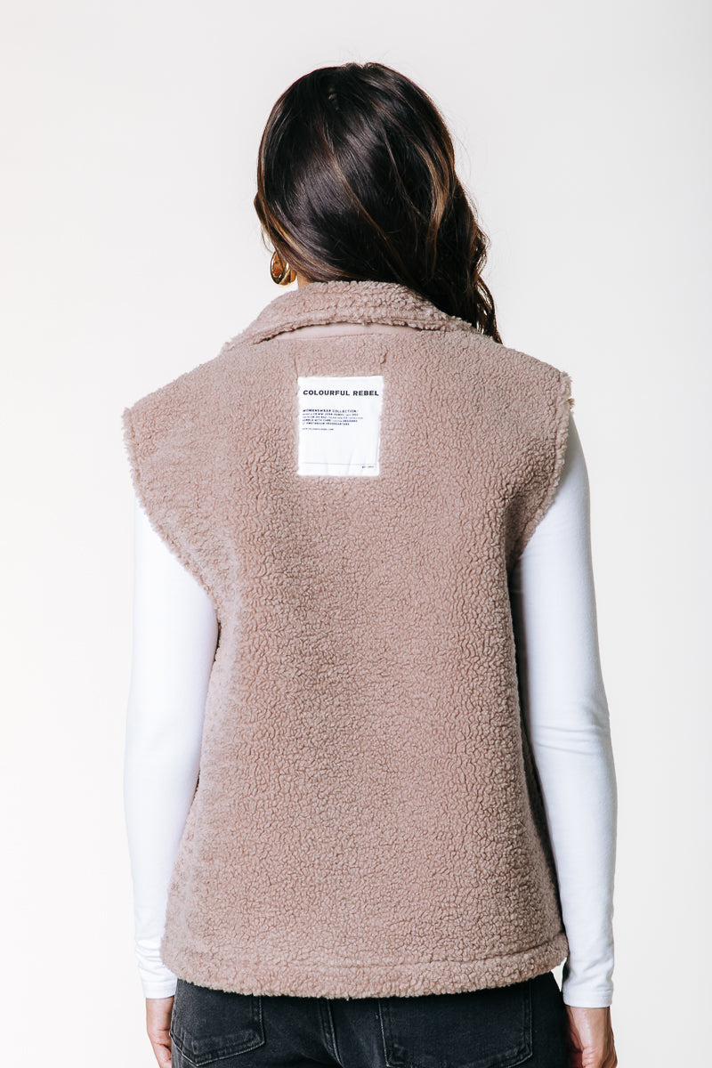 Evi Faux Fur Gilet | Beige