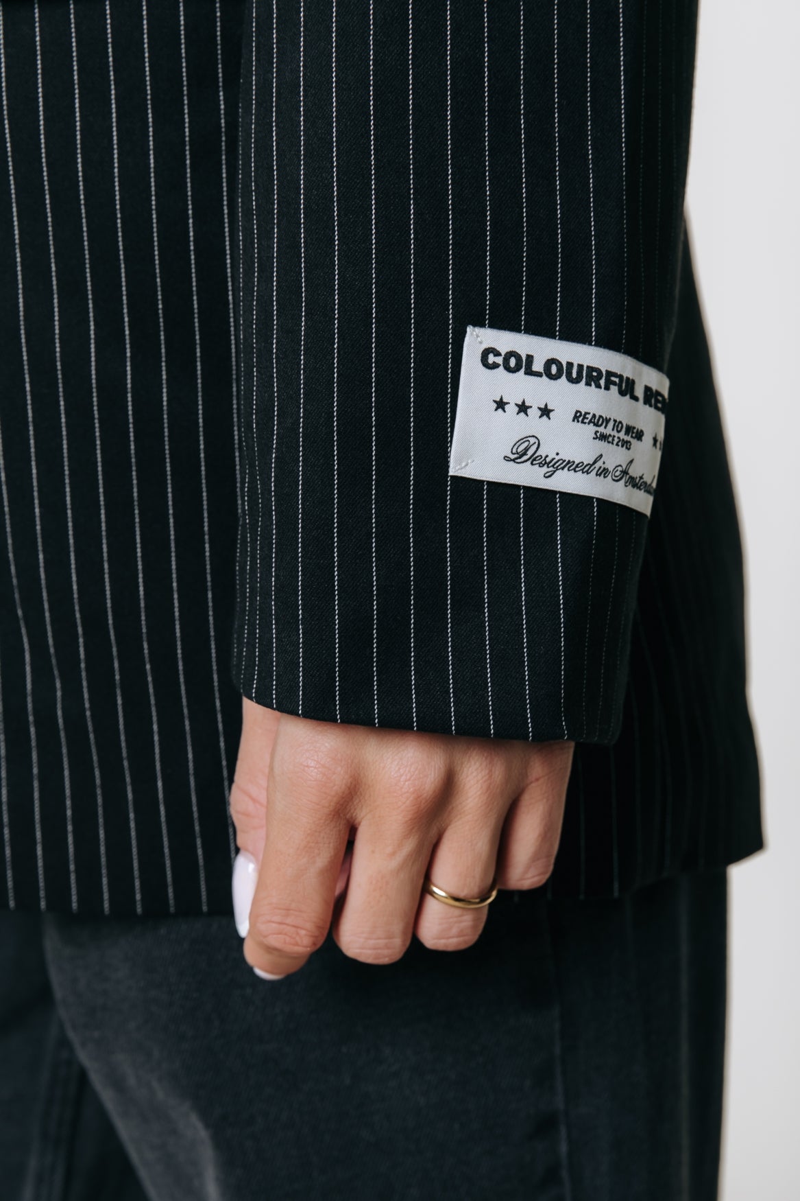 Jesra Pinstripe No 9 Lace Blazer | Black/white