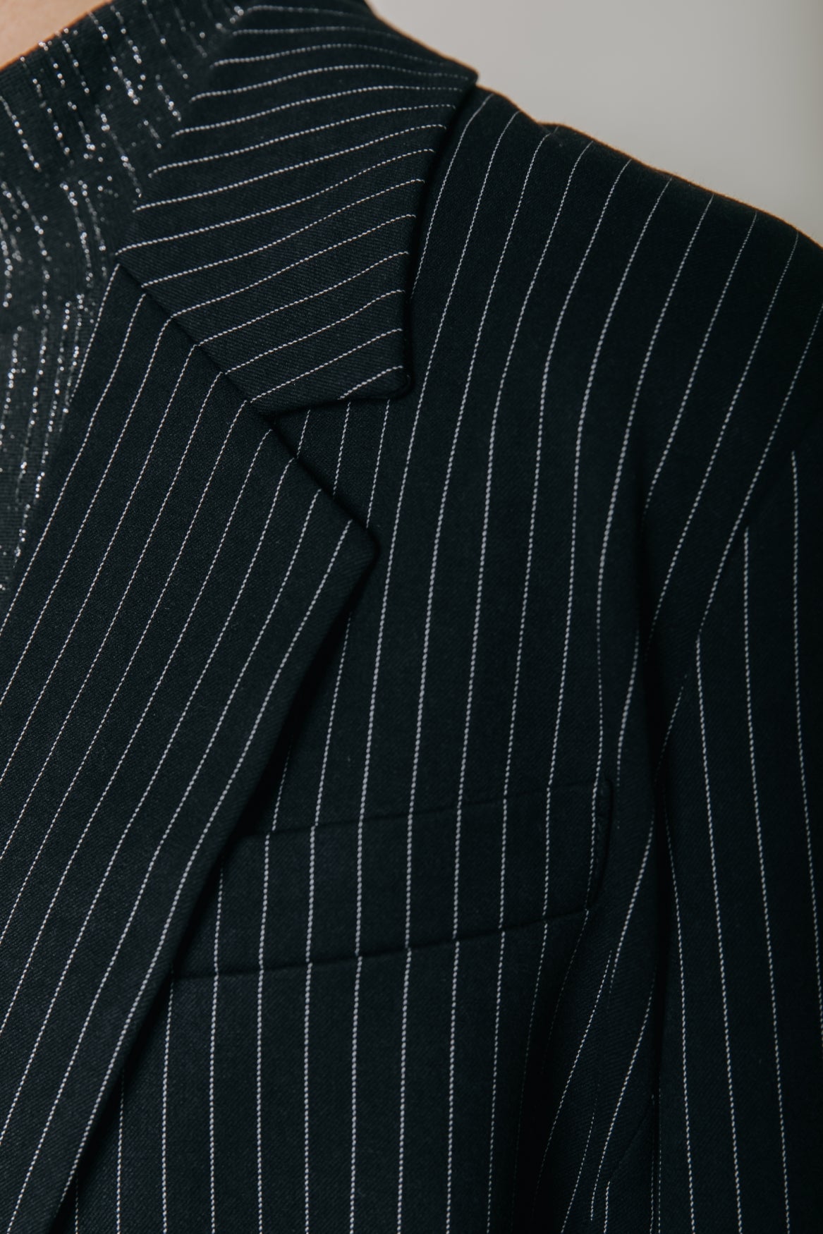 Jesra Pinstripe No 9 Lace Blazer | Black/white