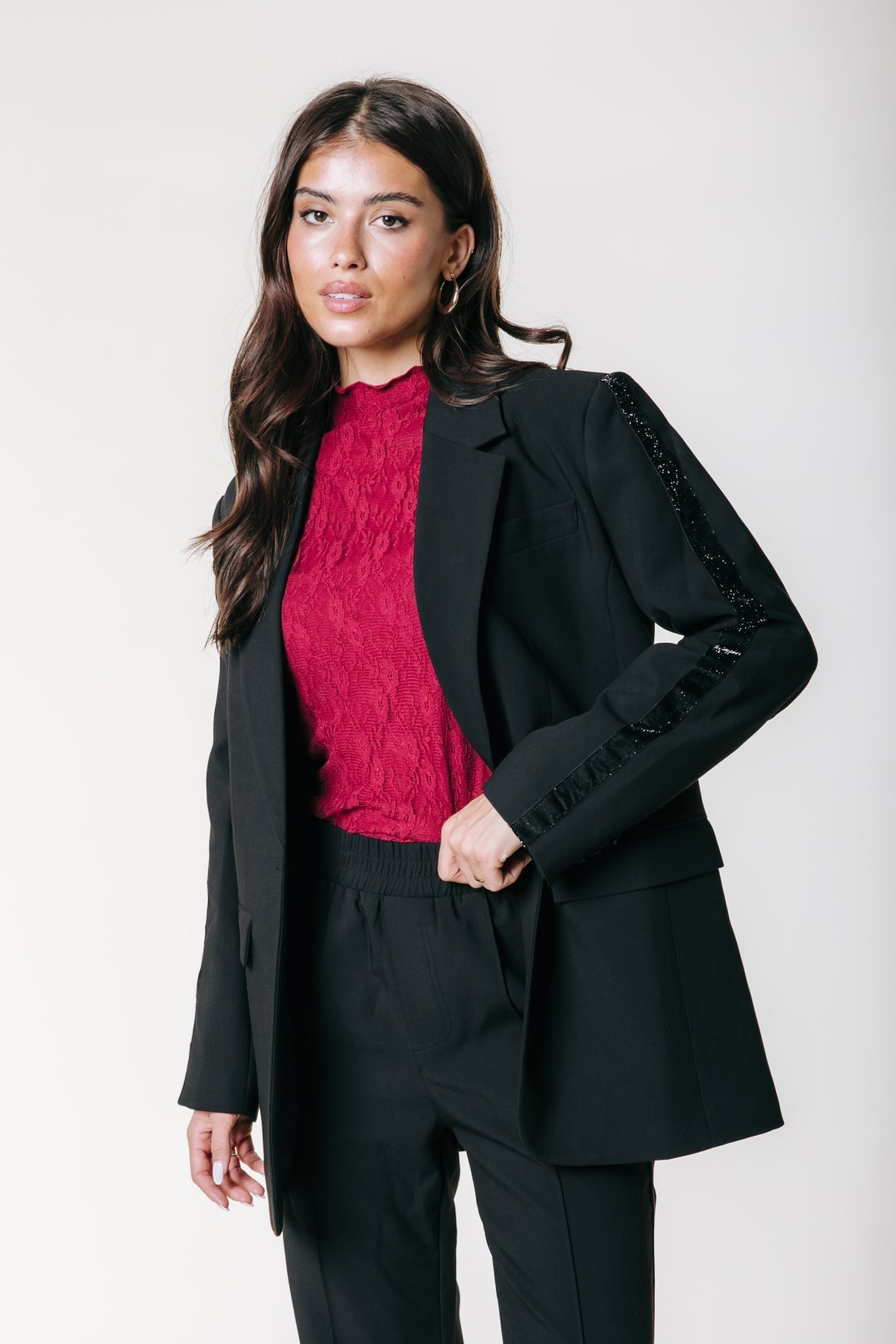 Jesra Glitter Tape Blazer | Black