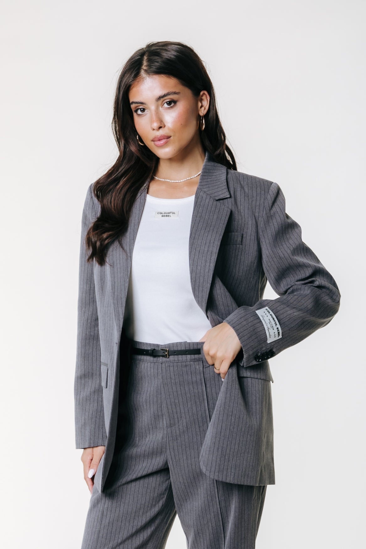 Jesra Stripe Blazer | Grey