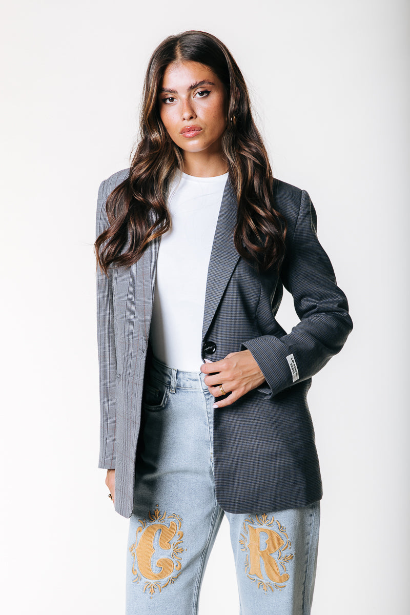 Mimmi Two Tone Blazer | Grey/Blue