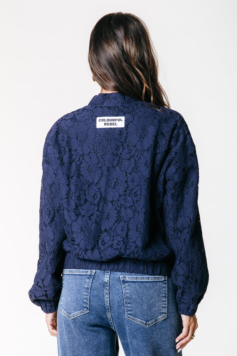 Lois Lace Bomber Jacket | Navy
