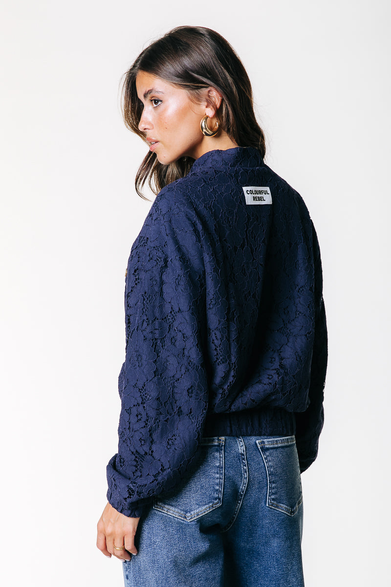 Lois Lace Bomber Jacket | Navy