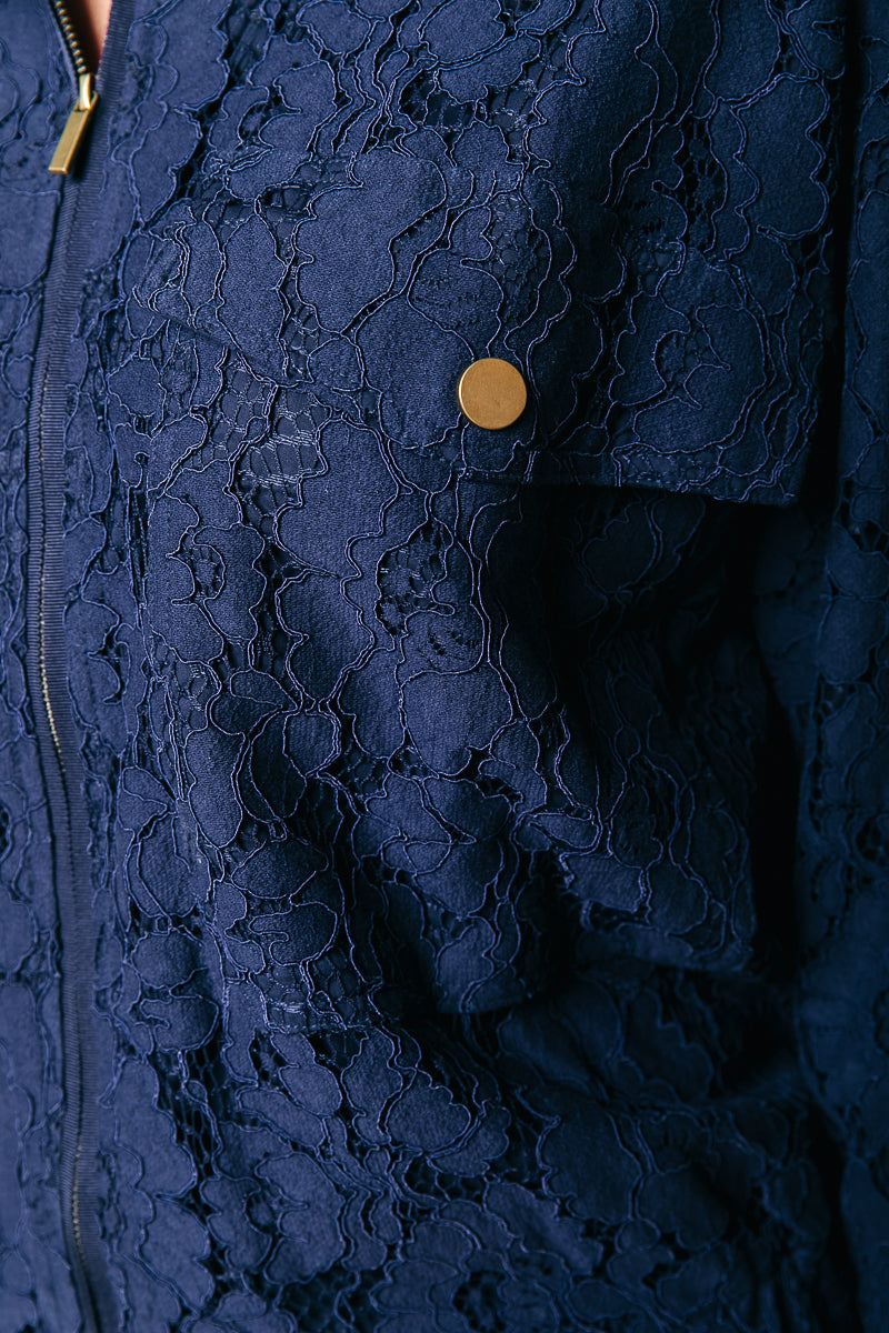 Lois Lace Bomber Jacket | Navy