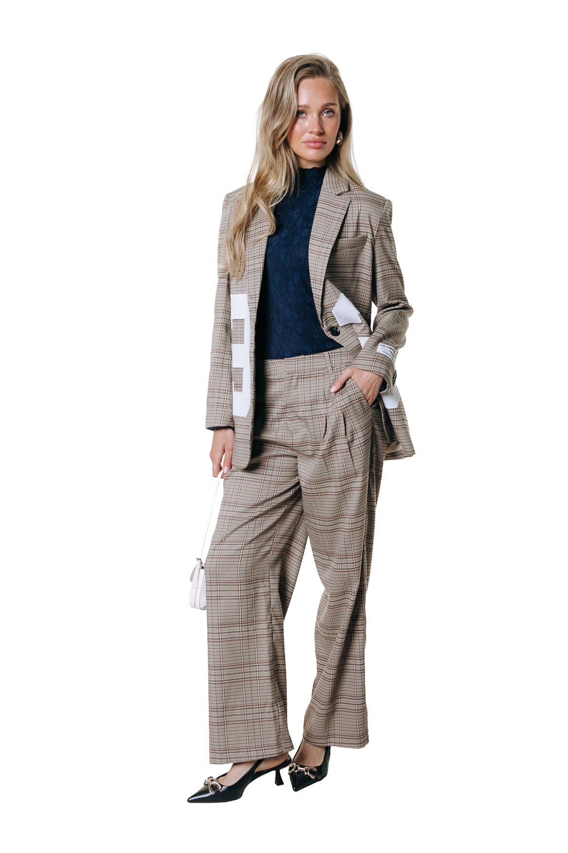 Paris Check Patch Blazer | Medium brown
