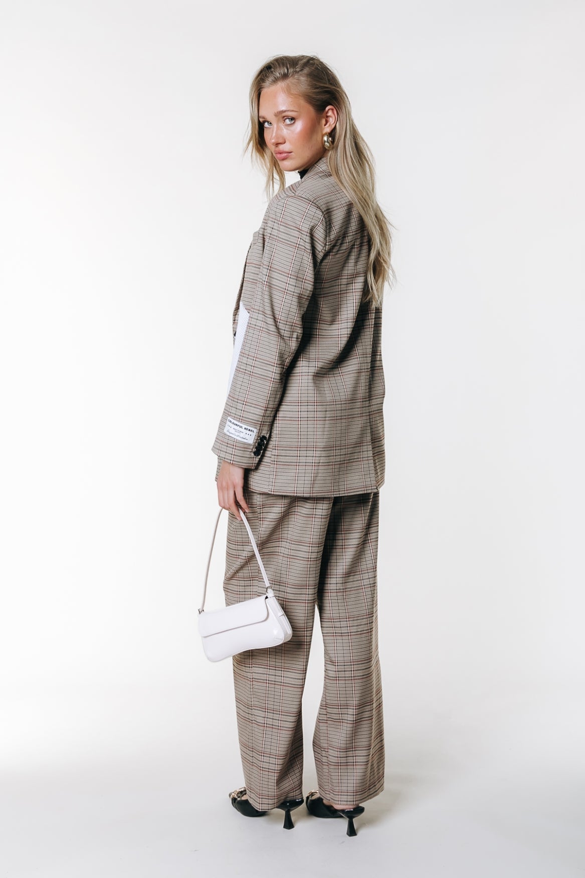 Paris Check Patch Single Breasted Blazer | Medium brown